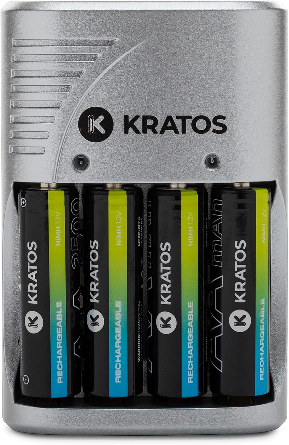 Kratos Power Rapid Battery Charger with 4 AA NiMH Rechargeable Batteries, Rechargeable AA and AAA Battery Charger, NiCd Battery Charger, Portable Charger for 9V Rechargeable Batteries, Travel Charger