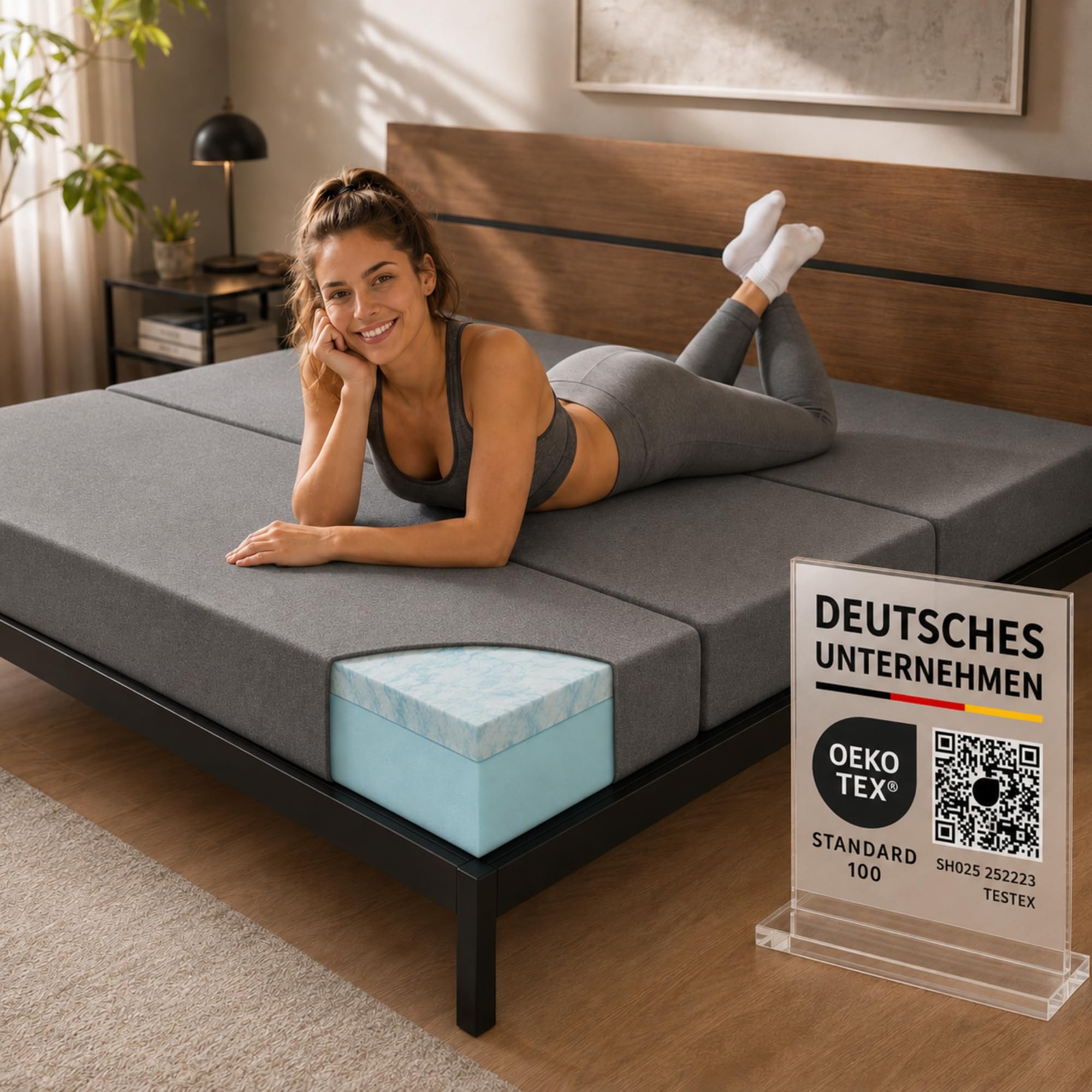 Arensberger Luisa Klappmatratze 140x200 cm | Gel Memory Foam, 15cm, OekoTex