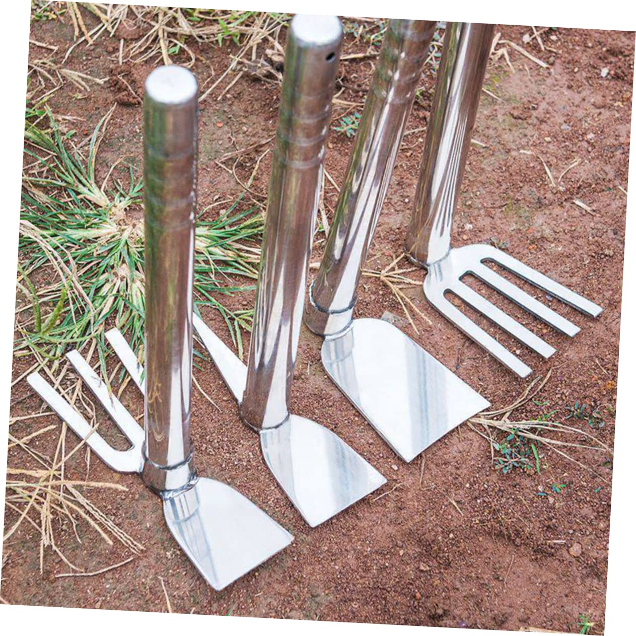Hemobllo Attrezzo da Giardino in Acciaio Inox, Piccola Versione Manuale | Argento, per Orto e Diserbo, Strumento Compatto per Scavare e Lavorare Terreno
