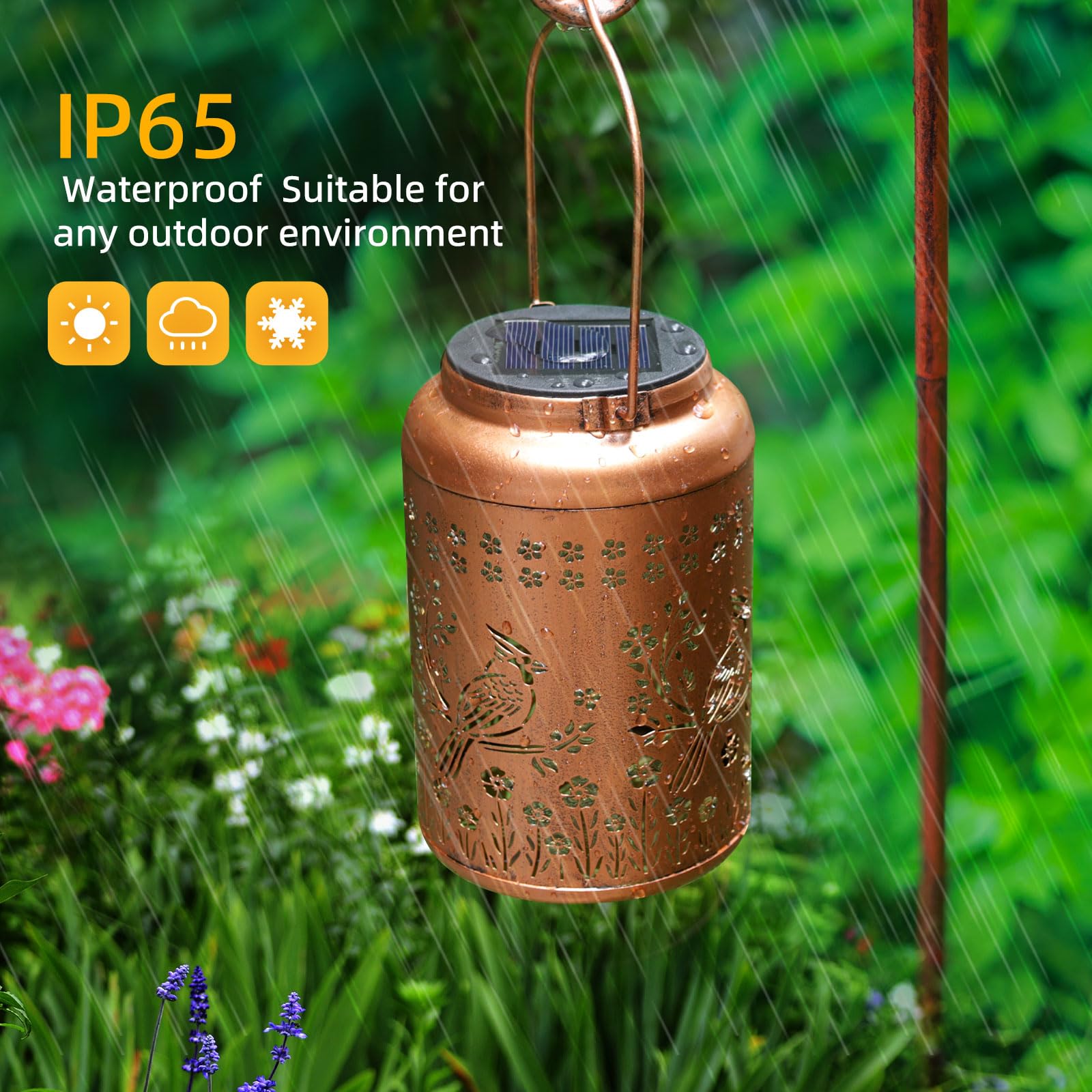2 Pack Cardinal Solar Lanterns Outdoor Hanging With Handle | Meses Sin
