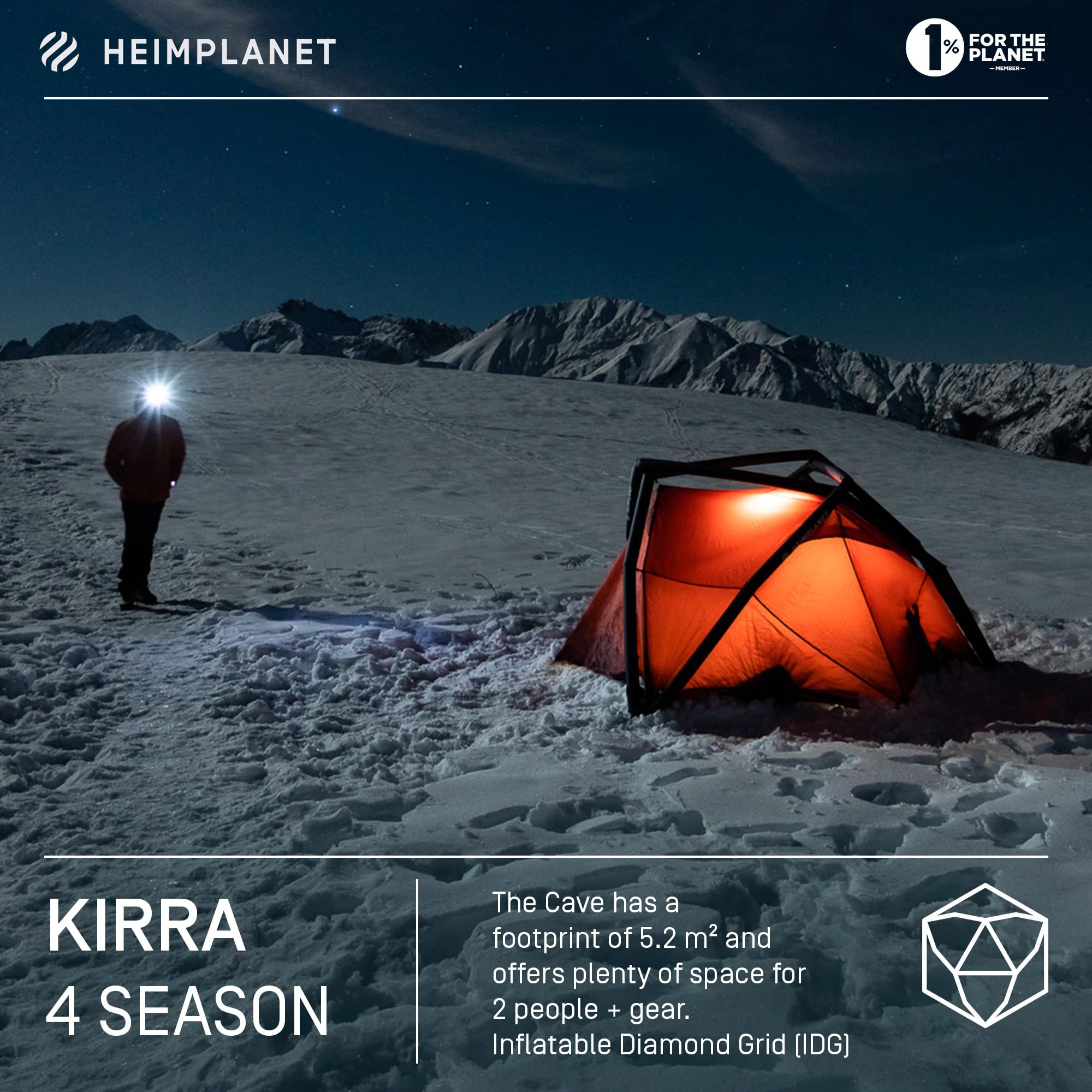Tente Kirra 2 Personnes Gonflable HEIMPLANET - Imperméable 5000 Mm, Structure Géodésique - 5