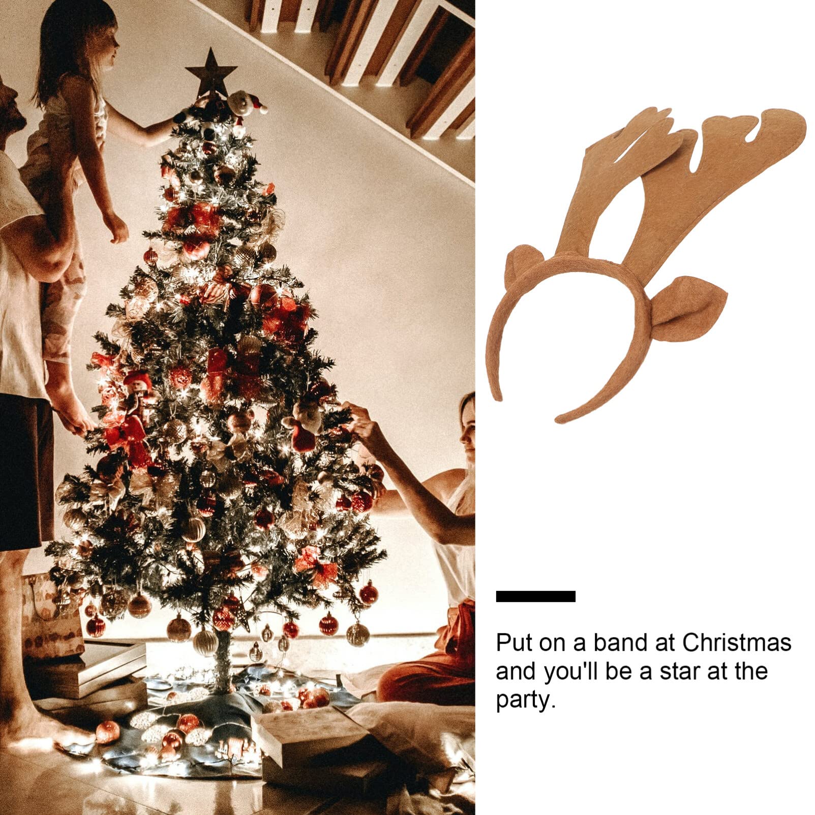 SHERCHPRY 6piezas Diadema De Ciervo Con Orejas Accesorio Navideño Para Disfraces Para Fiestas y Celebraciones Color Marrón Diseño Clásico y Divertido