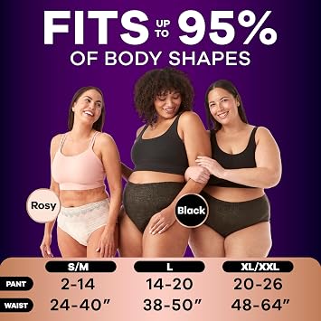 Always Discreet Boutique Incontinence and Postpartum Underwear for Women, Maximum Protection, Large, Rosy, 18 Count