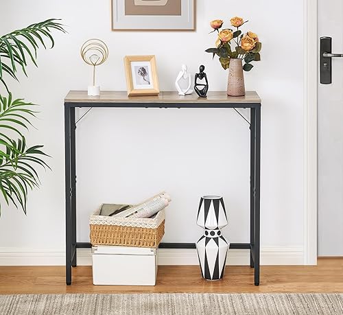 Miniatura 6 de Mesa consola estrecha con 2 barras de apoyo, mesa de entrada pequeña, mesa de sofá fina, mesa de sofá industrial, mesa de exhibición, mesa auxiliar