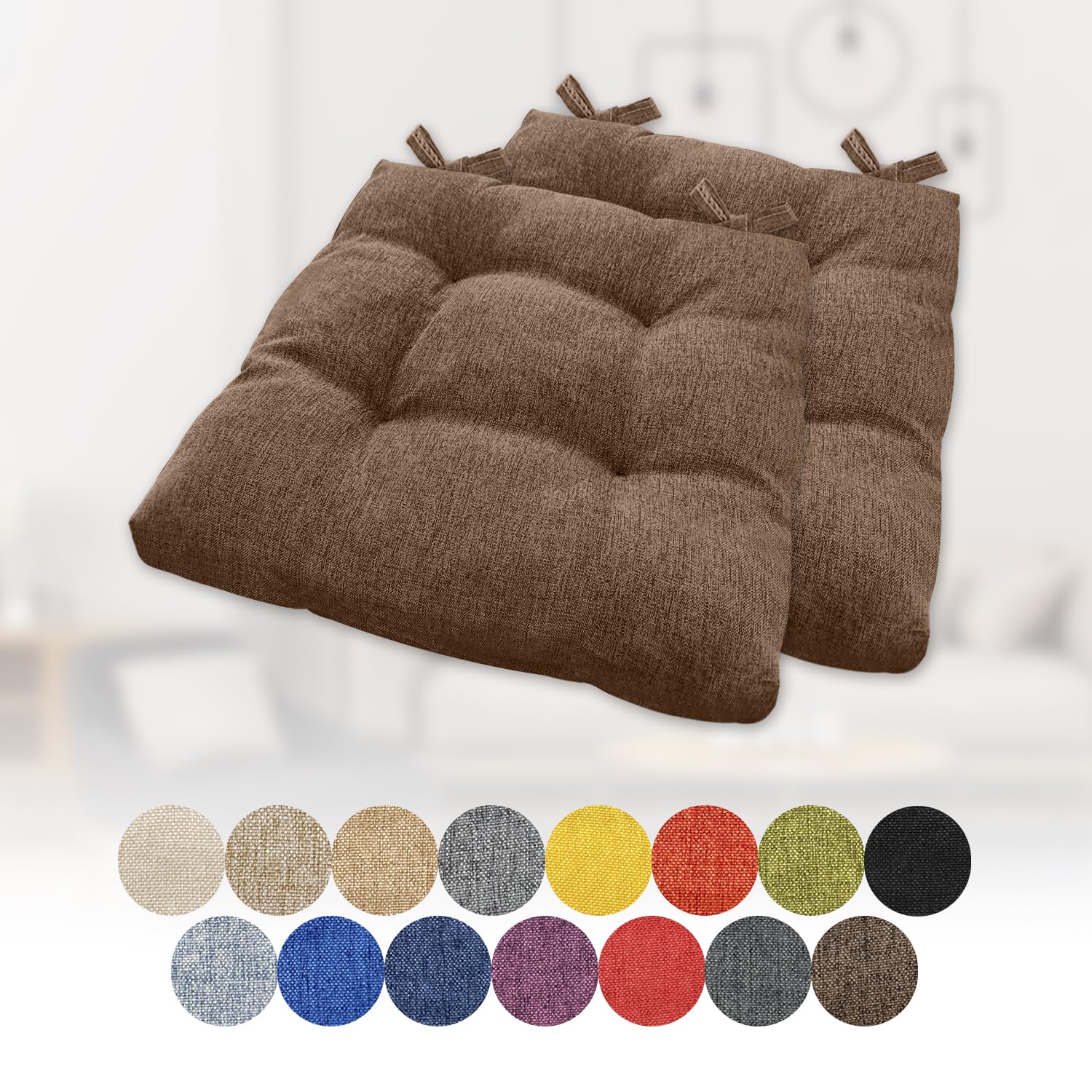 Coussin de chaise de cuisine blanc crème 30x30 galette de chaise de jardin effet lin