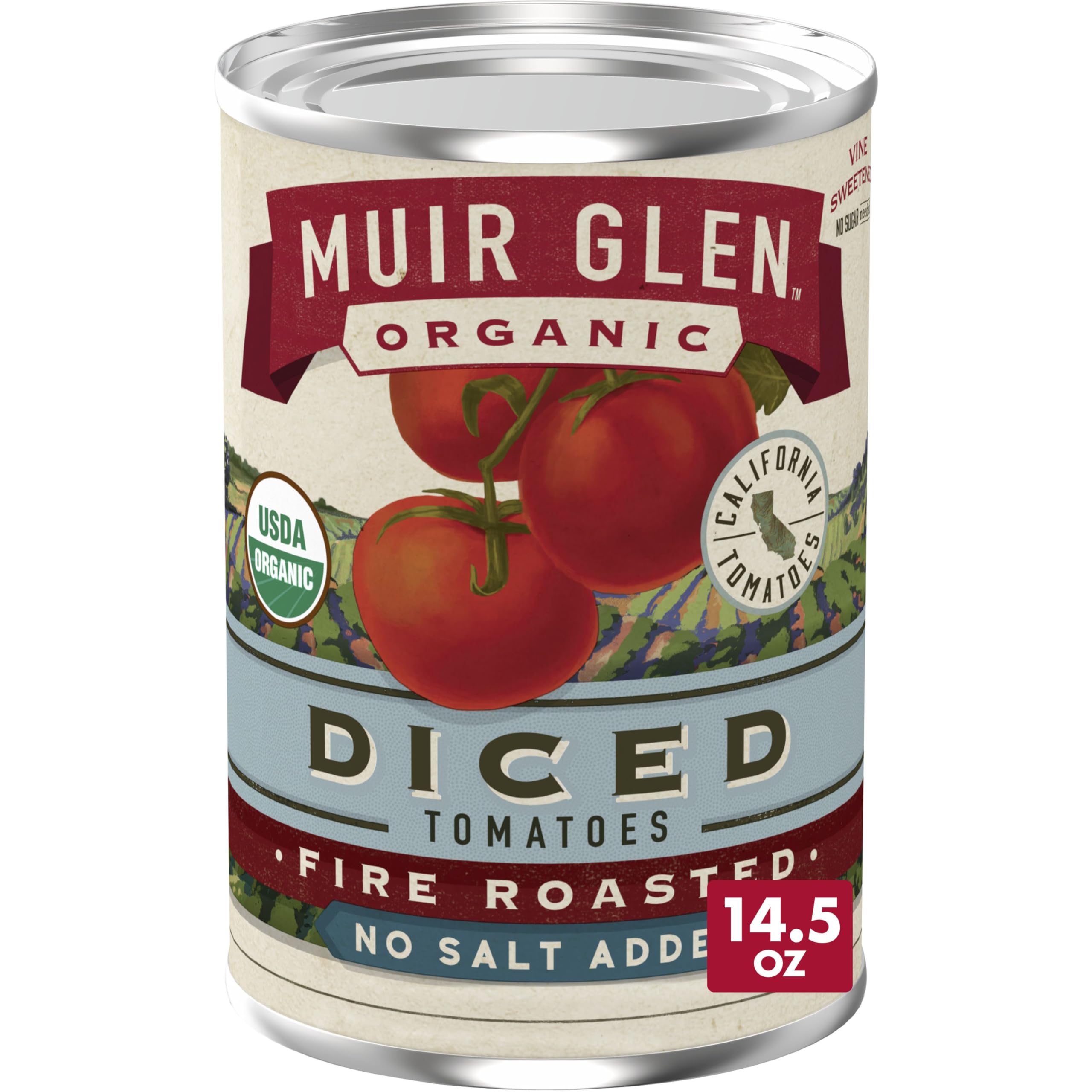 Organic, Diced, Fire Roasted, No Salt Added Tomatoes, 14.5 oz
