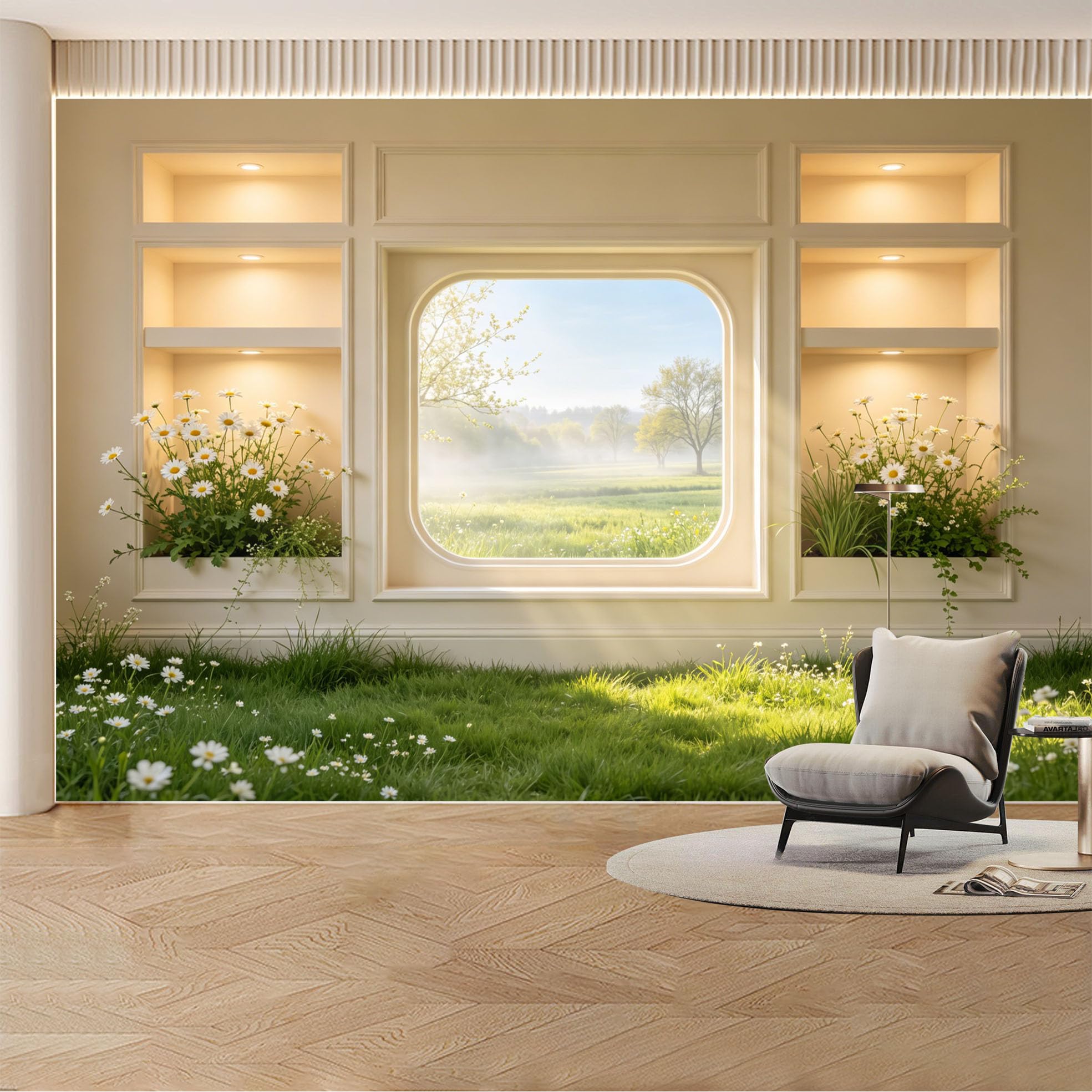 Custom Wall Mural Wallpaper Lavender Fields Landscape， Nature， 3D Effect， Wall Decor， Large Wall Art， Sunset， Misty Removable SelfAdhesive Large Photo for Living Room， Bedroom， Office