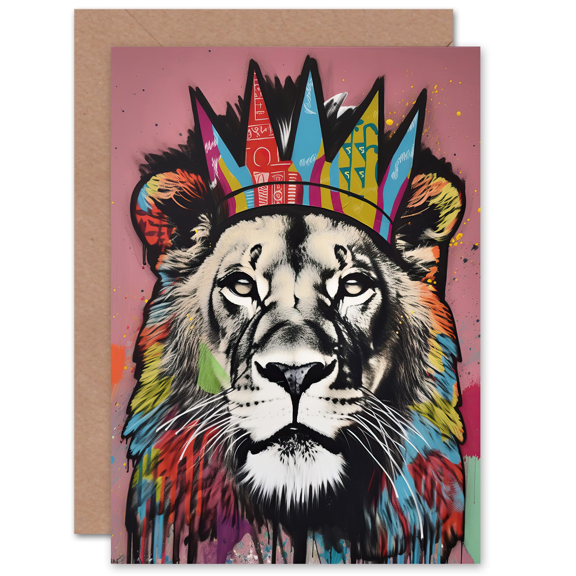 Cards | Pop Art Lion Collage For Husband Him Dad Son Birthday Greeting Card P 5f485d43 B08f 4f42 Aa23 23d4ab89df74