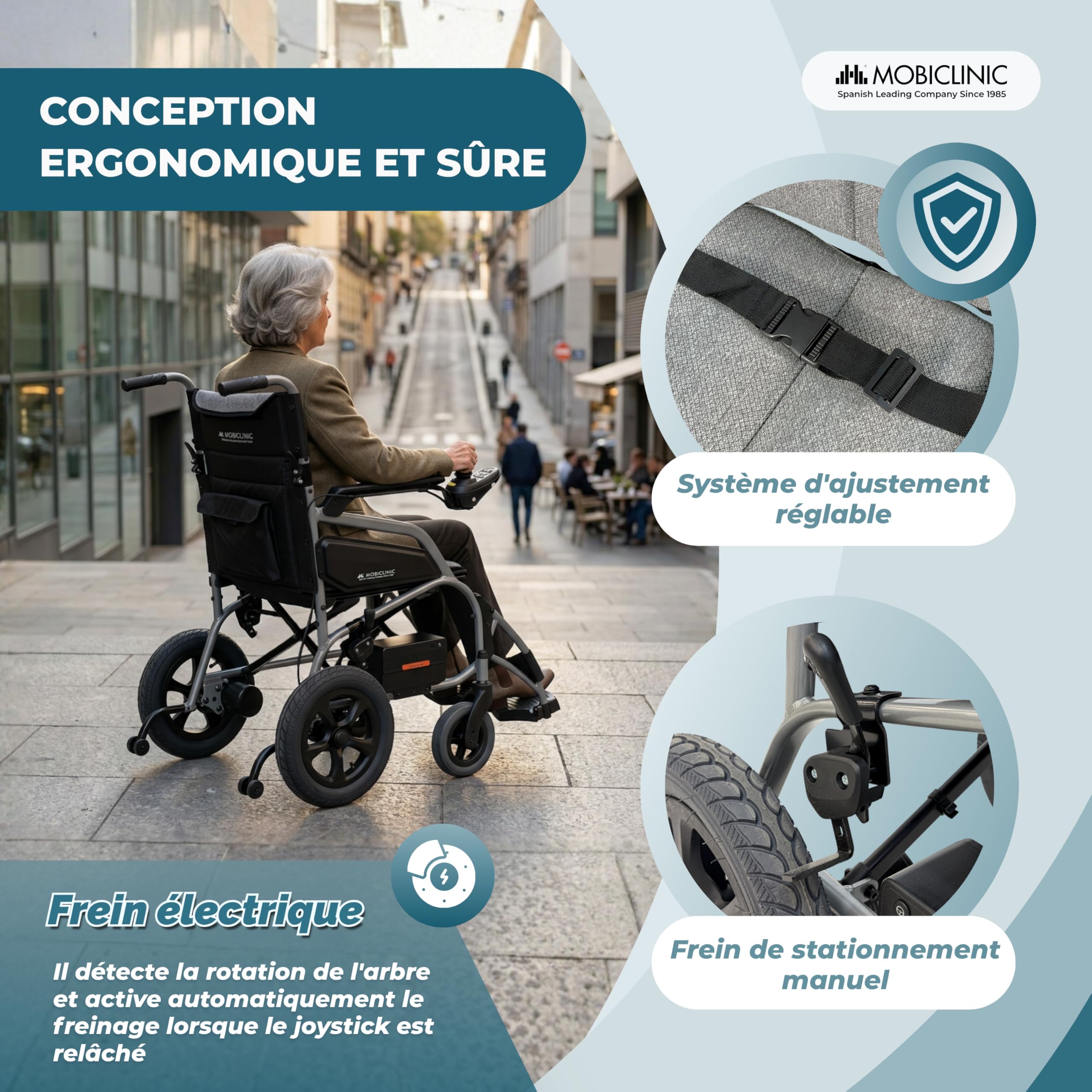 Mobiclinic®, Fauteuil Roulant Électrique, Pliable, Autonomie 10km, Frein Électronique, 24 V 5,2 Ah, Automatique et Assisté, Jusqu'à 100kg, Système Anti-basculement, Jusqu'à 6 km/h, Moteur 130W, Mara