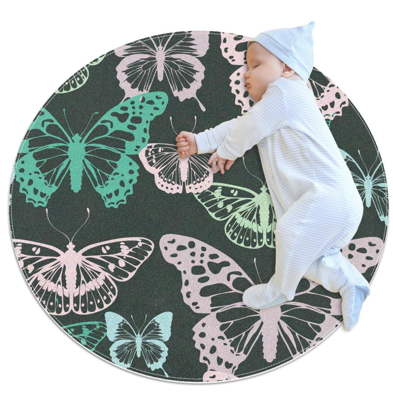 Tapis motif de papillons JDEZ pour réchauffer un sol froid de salle de jeux