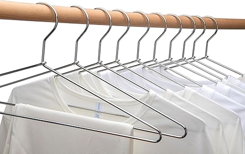 Miniatura 6 de Perchas de metal sólido y resistente, colgador de ropa de acero inoxidable con cromo pulido, percha de ropa que ahorra espacio de 17 pulgadas,