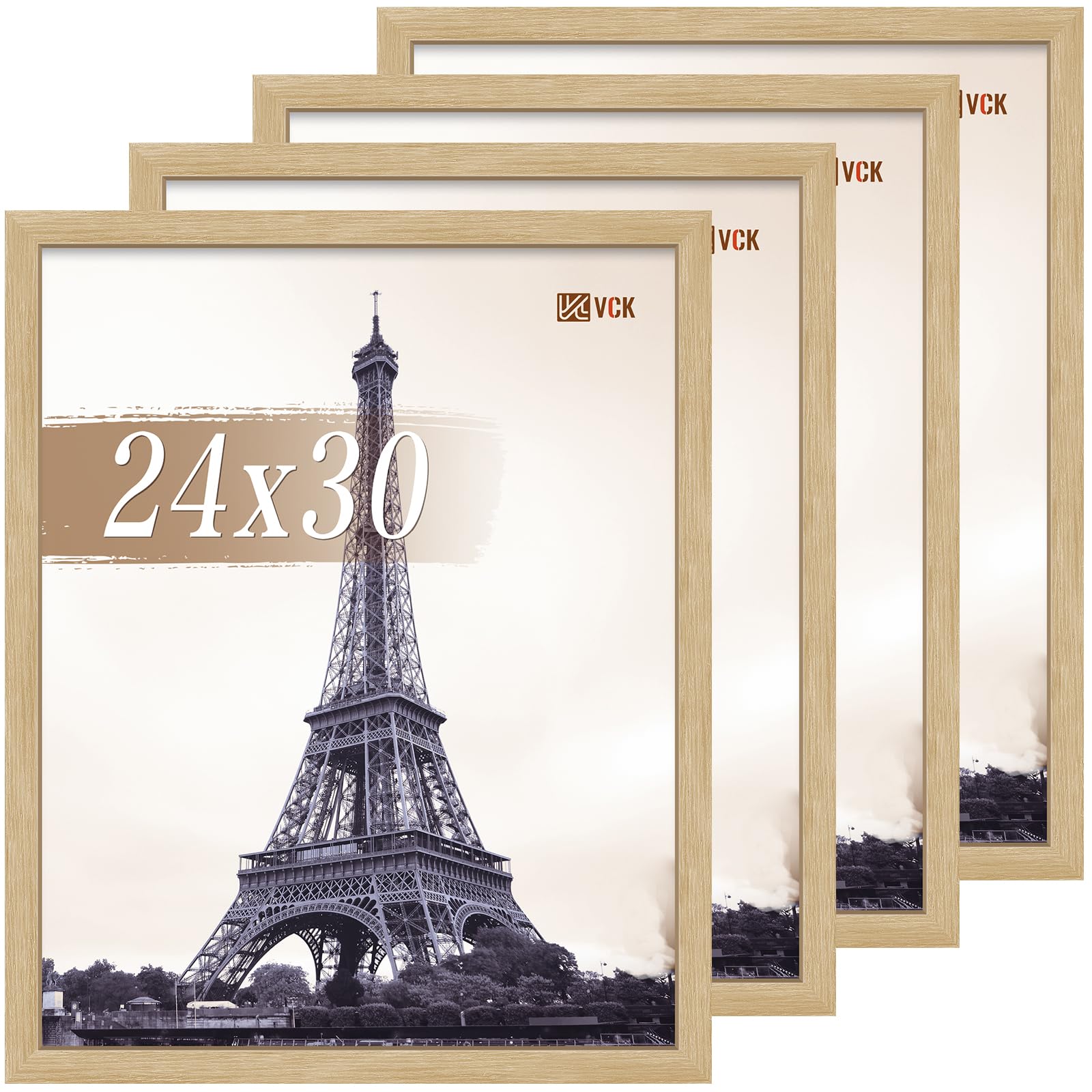 VCK 24x30 Frame Oak 4 Pack, Wide Thick Wood Border, for Poster/Print