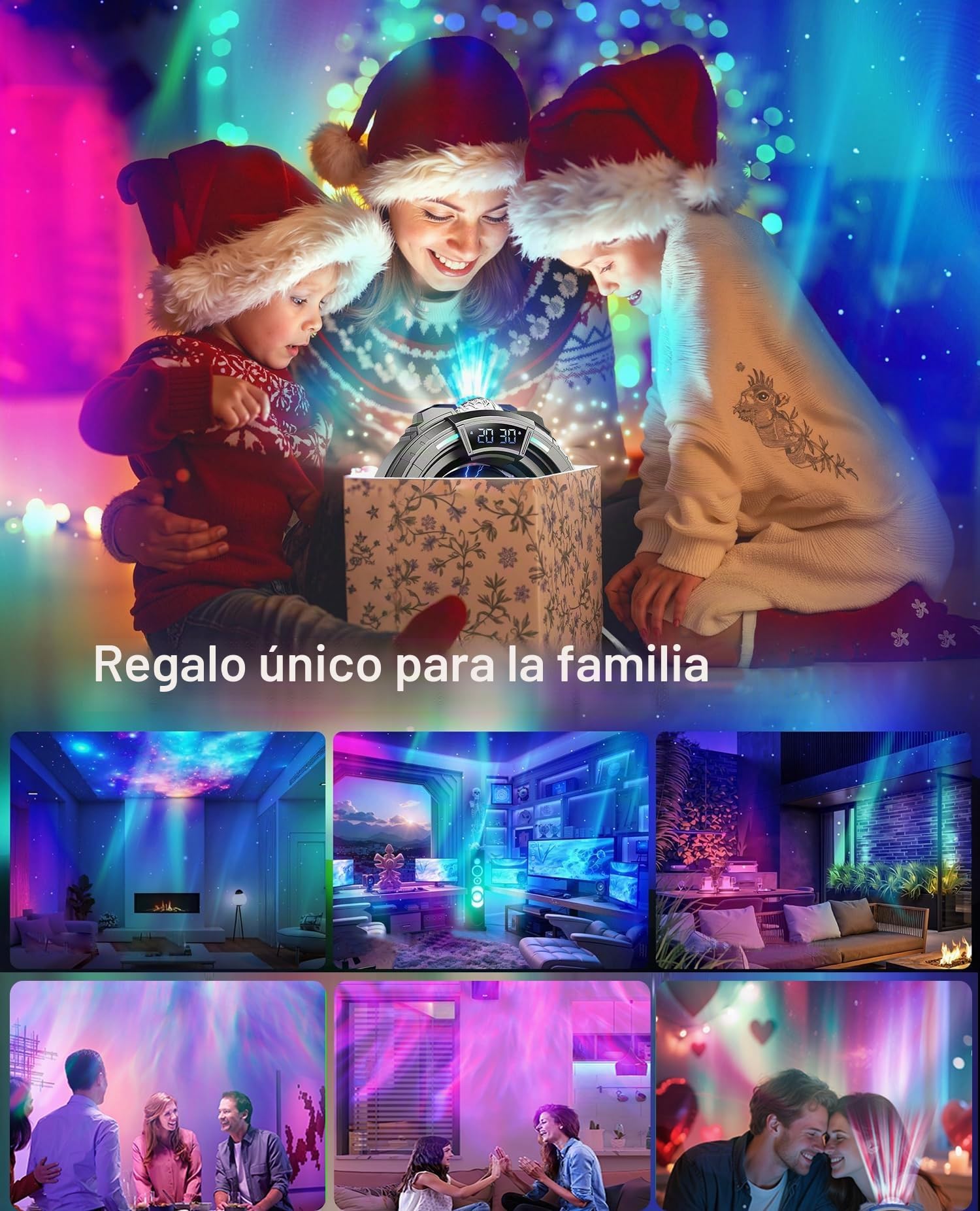 Proyector Galaxia Estrellas Stargate Bola Plasma, Proyector Astronauta Techo Aurora Boreal Luz Nocturna con Ruido Blanco, Altavoz, Despertador y Control Remoto para Dormitorio Gaming Regalos Navidad
