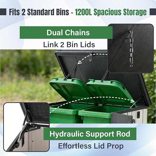 Aweather 1200L Heavy-Duty Lockable Weather-Resistant Sloped-Roof Dual-Open Storage Box 142 x 86 x 121cm - Multi-Purpose Indoor/Outdoor Storage for Cushions, Tools, Toys | Patio, Backyard Chest - 3