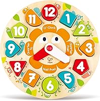 Vista 2 de Hape Juego de rompecabezas de reloj grueso, multicolor, 9.65 x 1.38 pulgadas