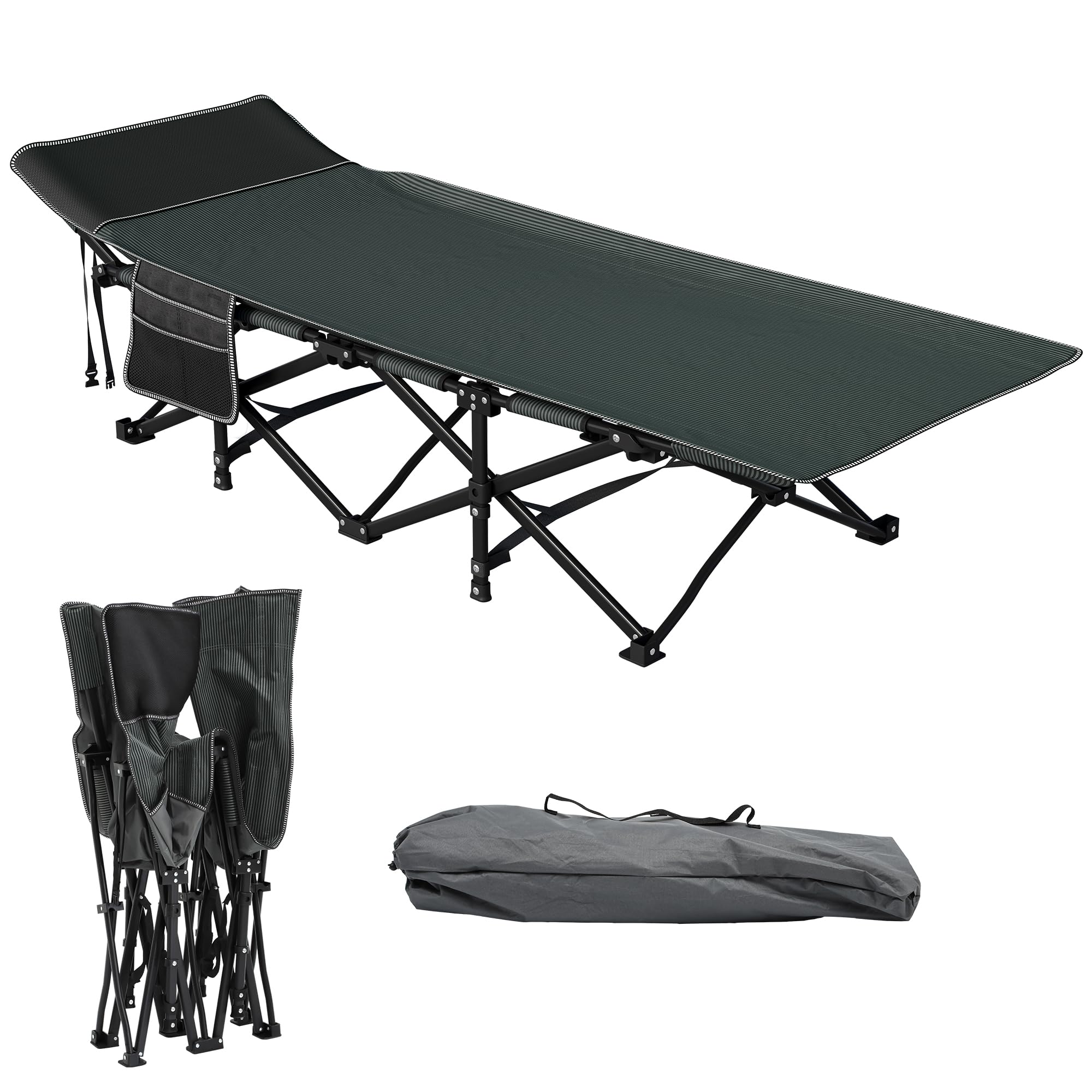 YITAHOME Feldbett Klappbar für Erwachsene, Robustes Campingbett 260 kg, Tragetasche, Schwarz