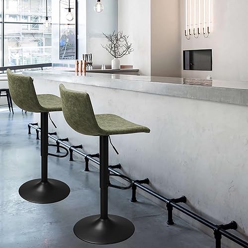 Miniatura 4 de Finnhomy Juego de 2 taburetes de bar de altura de mostrador, taburetes de bar giratorios con reposapiés y respaldo en forma de L, taburetes de bar