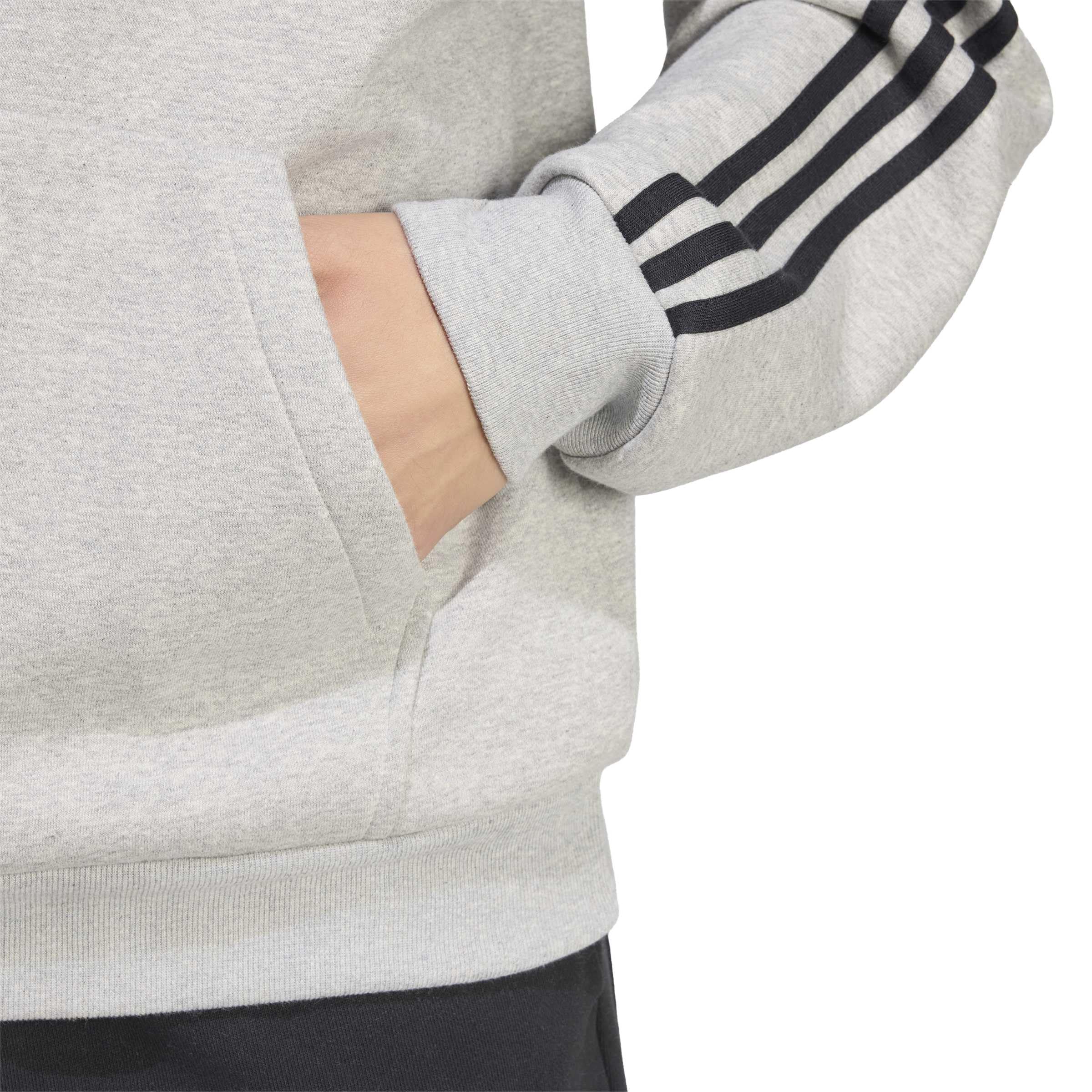 adidas Mezczyzni Essentials 3-Stripes Fleece Hoodie Sweatshirt, medium grey heather/white, 3XL