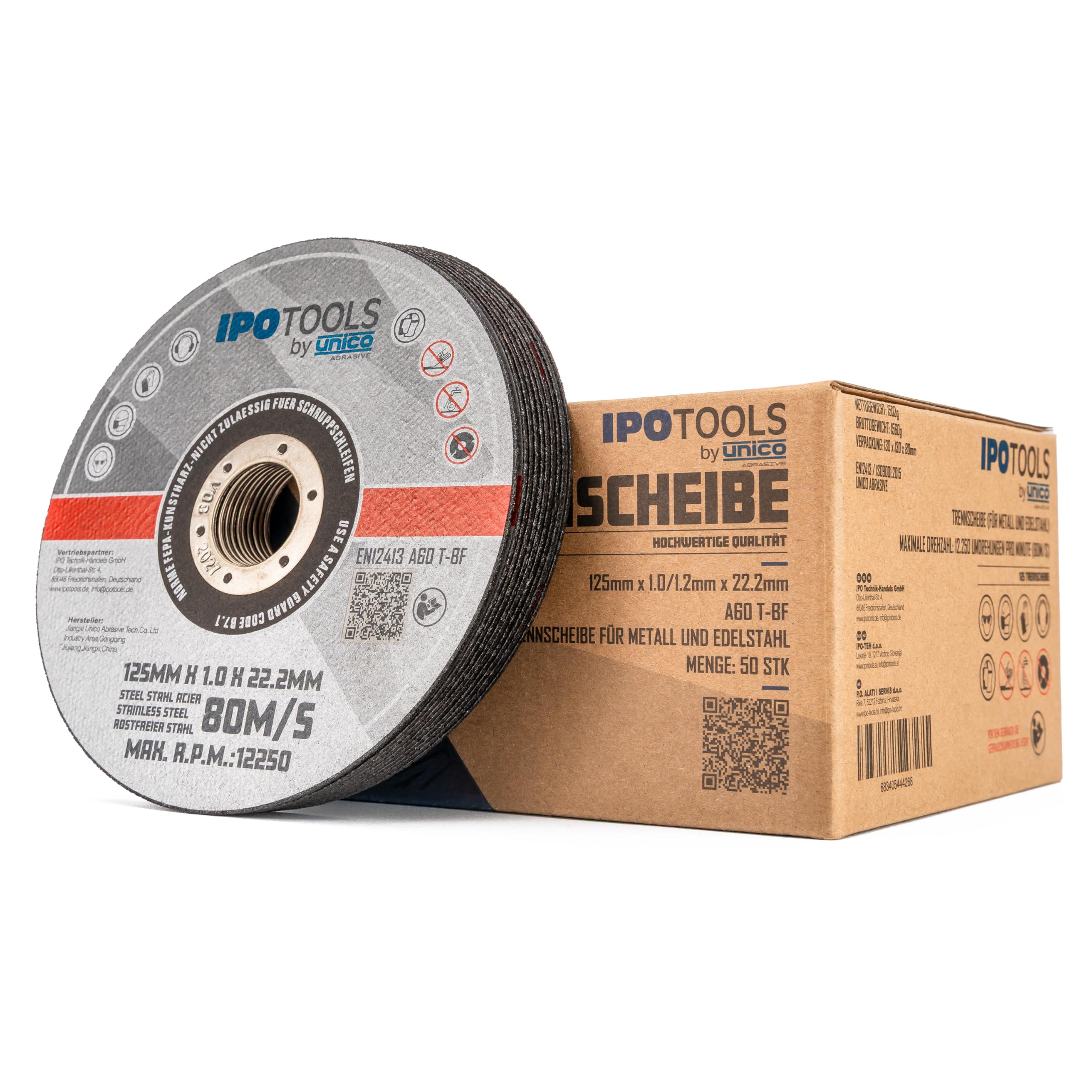 50x IPOTOOLS Disque a tronconner 125 metal - Disque meuleuse 125 metal en acier inoxydable, disque meuleuse 125 mm x 1,0 mm, pour métal, acier et acier inoxydable Métal INOX Fer