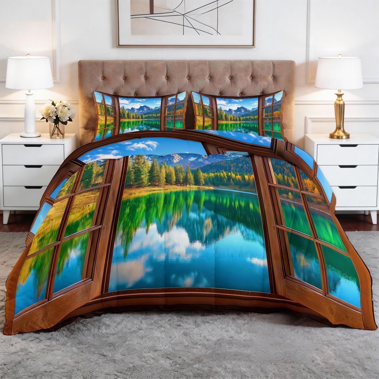 Couette 160x200 bleu sans housse literie 2 personnes couette 4 saisons