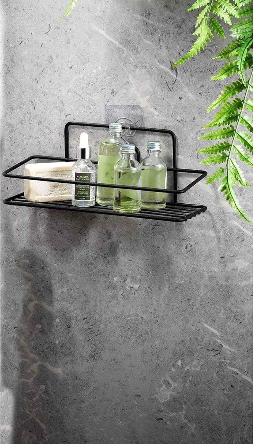 Sas Haus Ömür Boyu Paslanmaz Banyo Mutfak Rafı Şampuanlık Banyo Düzenleyici Siyah Tş-01