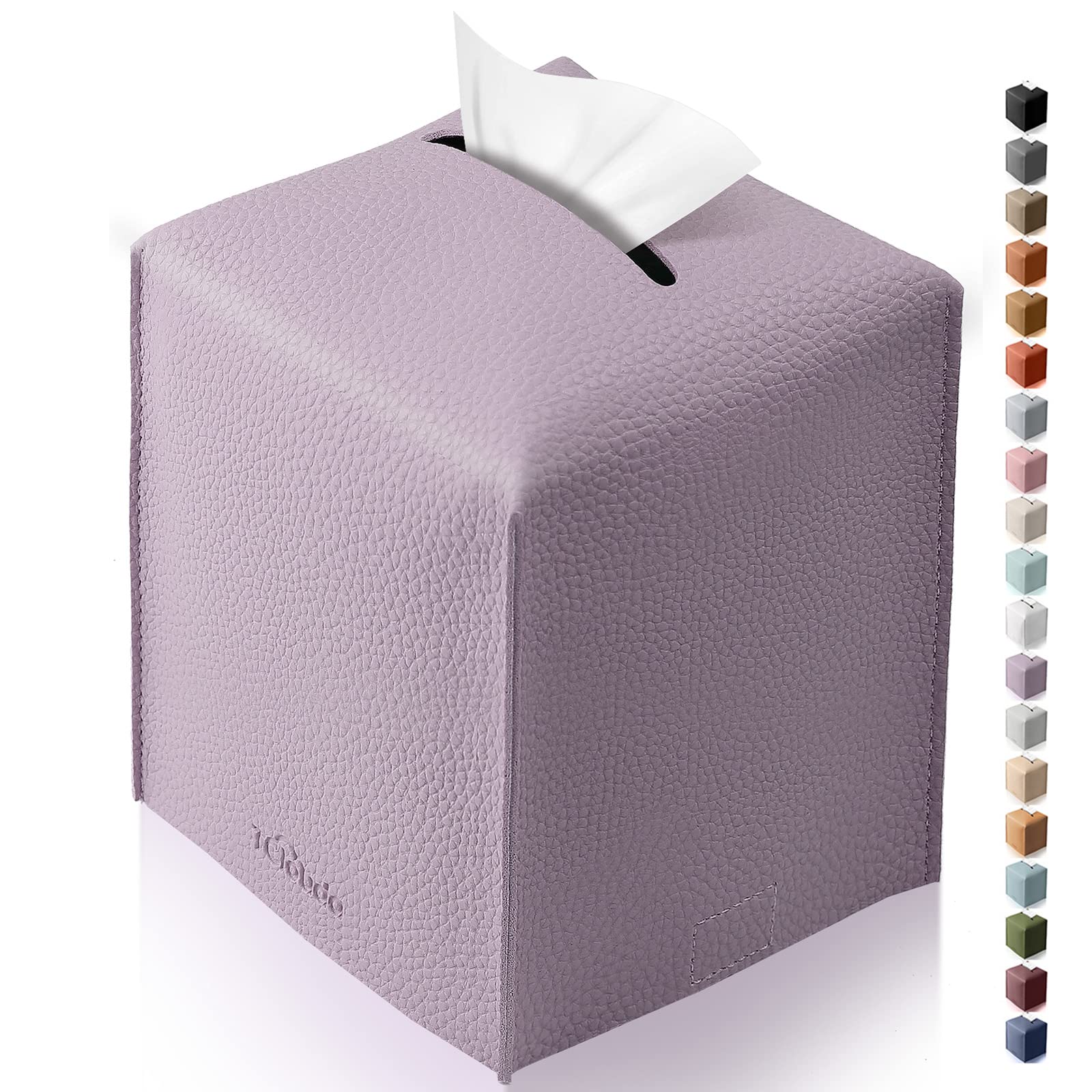 PU Leather Tissue Box Cover - Navy Blue -8