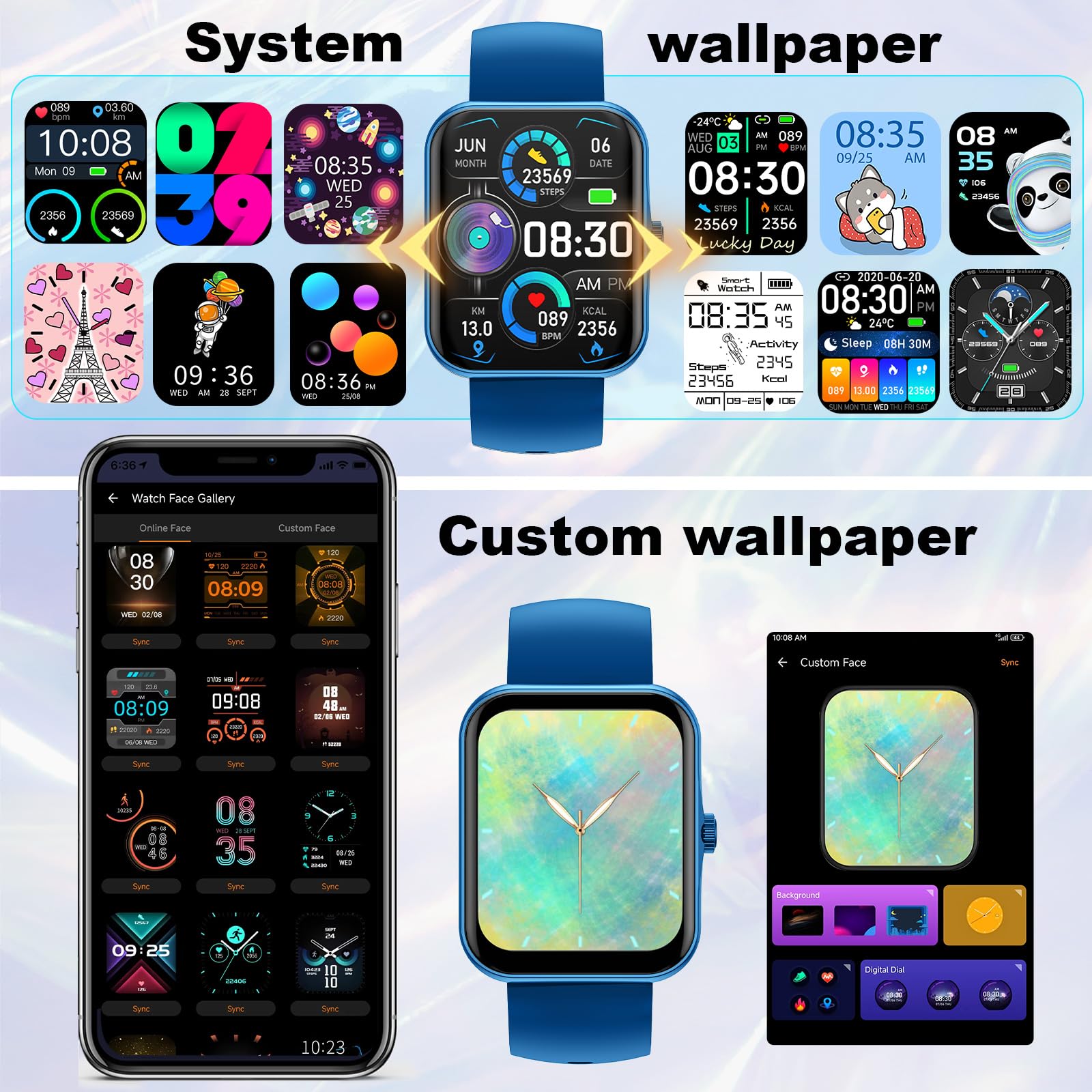 Smartwatch, Orologio Fitness 1.83" per Bambini Smart Watch con Contapassi, Cronometro, Bluetooth, 25 Sportivo, Notifiche Messaggi, Fitness Tracker per per Ragazzi Ragazze Adolescenti 8-16