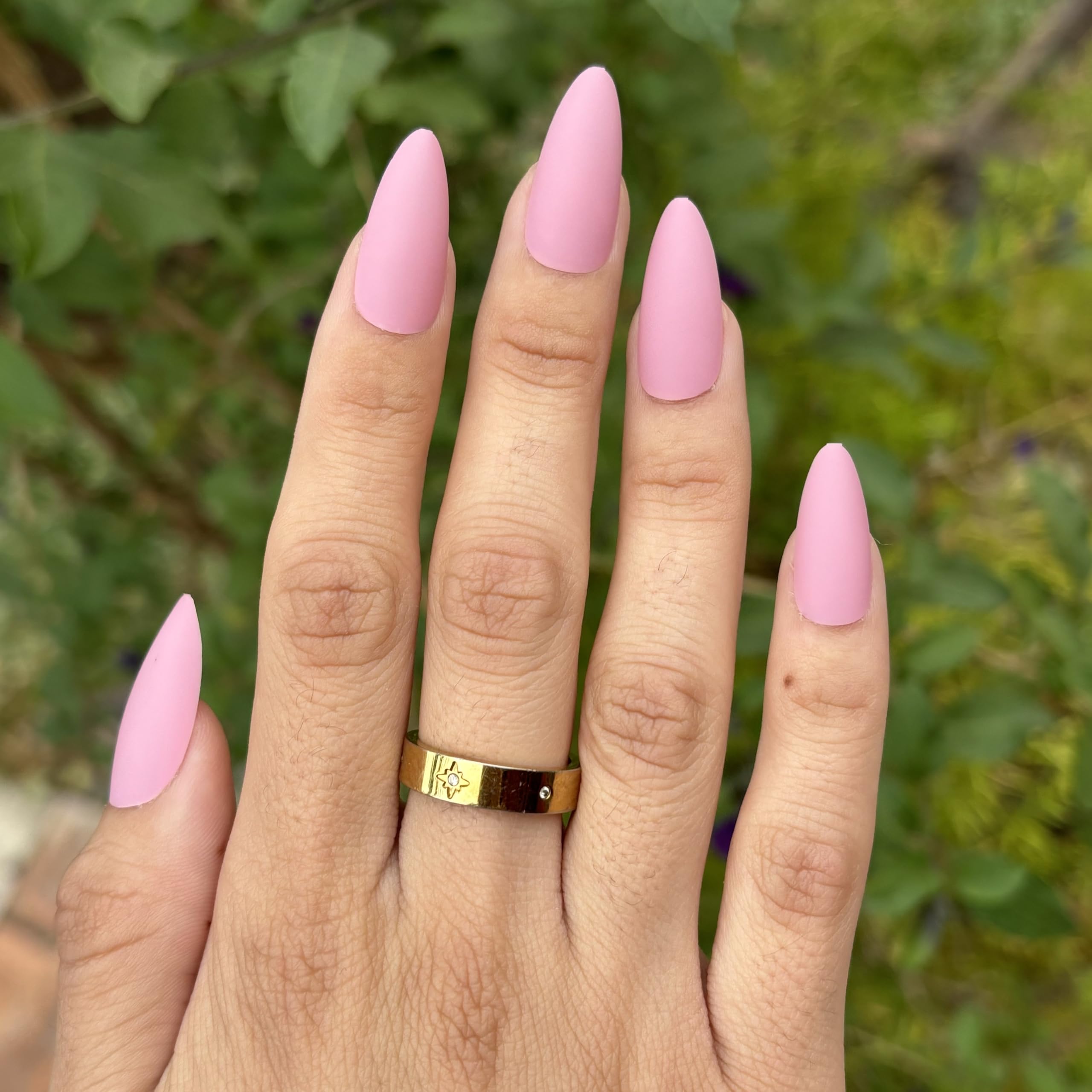ON WEDNESDAYS Press-On Nails by Lavaa Beauty | Medium Almond | Matte Pastel Pink Almond Nails