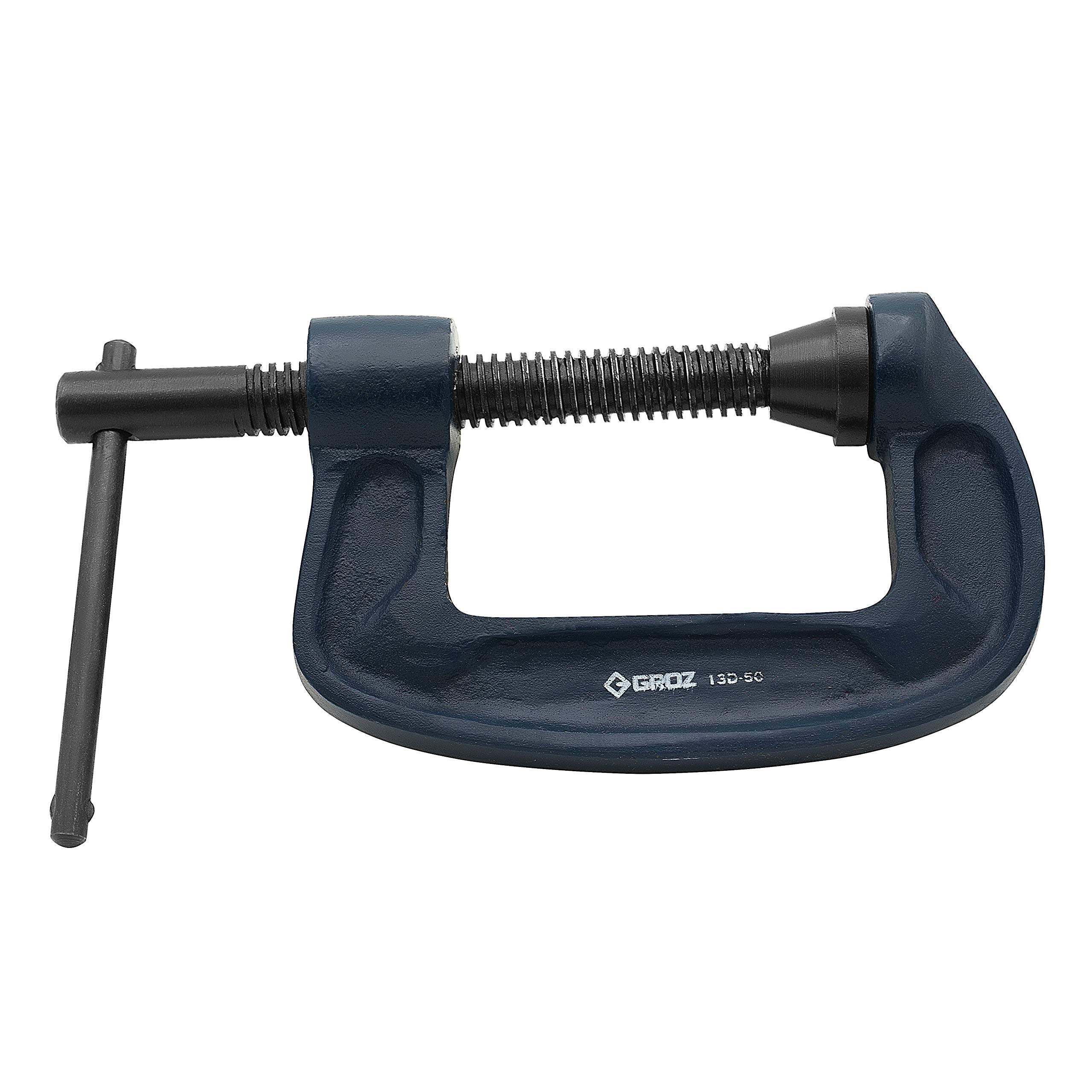 GROZ G Clamp with unbreakable body| Ideal for Variety of Metal and Woodworking Applications| Textured Powder Coated Finish| Capacity: 50 mm| Throat Depth:42 mm| Frame Proof Load:363 Kgs| GCL/13D/50 3