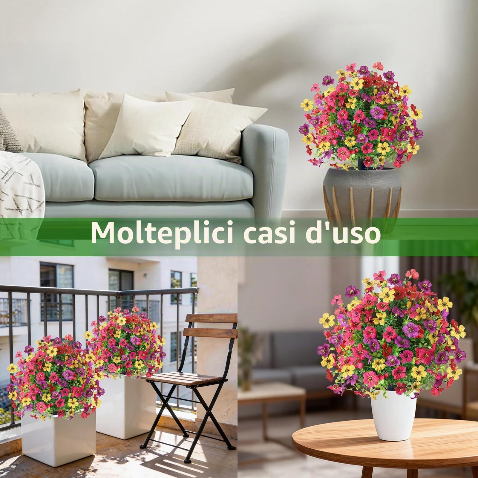 2 Pezzi Bossi Finto Esterno 60 cm Bosso Artificiale con Picchetto Piante Finte Arte Topiaria Alberi Arbusti e Cespugli Finti Resistenti ai Raggi UV per Balcone Terrazza Giardino Deco, Colorato