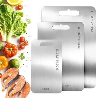 Titan Schneidebrett 3er Set - Titanium Küchenbrett, Antibakteriell & Spülmaschinenfest - Messerschonende & BPA-Freie Cutting Board Alternative zu Edelstahl & Holz - Für Fleisch, Obst & Gemüse