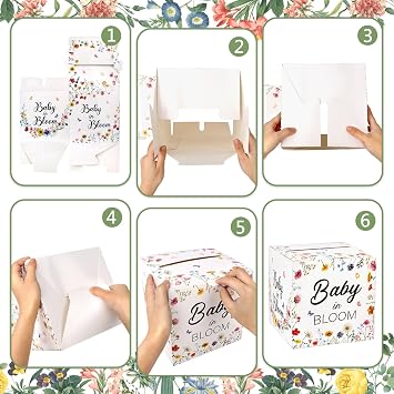 Fowecelt Baby in Bloom Party Card Box, Baby Shower Decorations Box Party Favors, Baby Shower Decorations for Girl, Diaper Raffle Box Party Decorations Supplies (7.9 x 7.9 x 7.9 in)