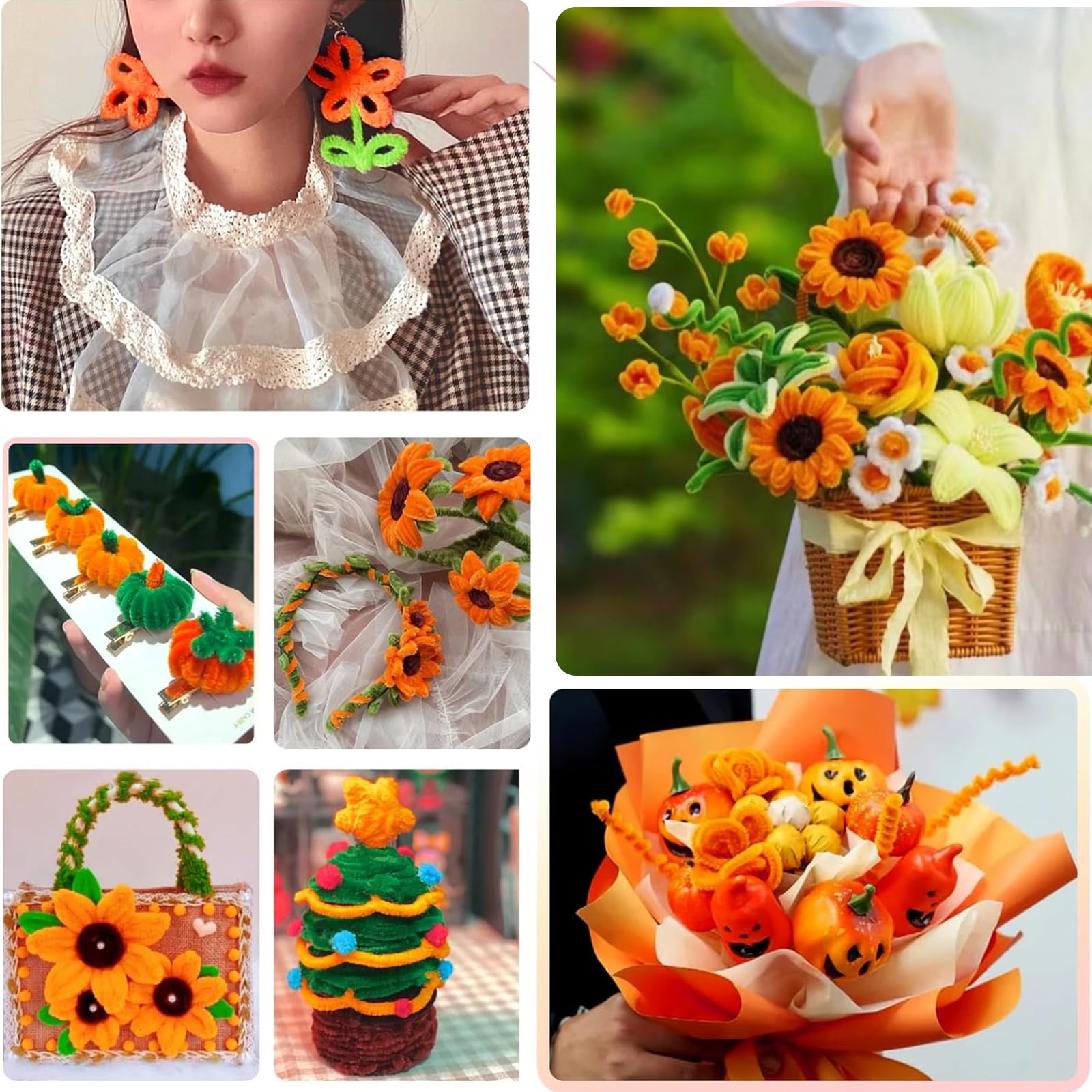 Lot De 300 Cure-pipes Tournesols - Fil Chenille - Avec 20