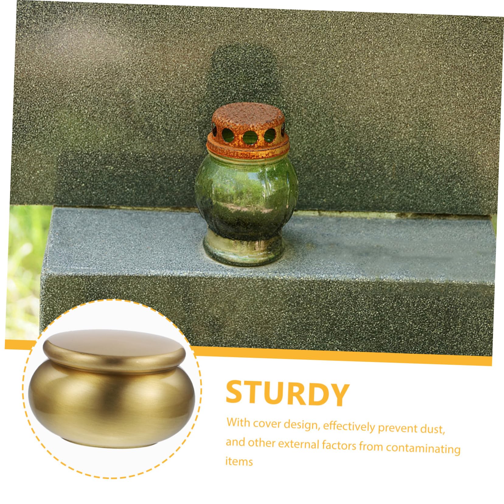 minkissy Urna de Cremación Pequeña de Cobre Dorado Buen Sellado, Diseño Simple y Elegante, para Guardar Cenizas en Hogares y Cementerios