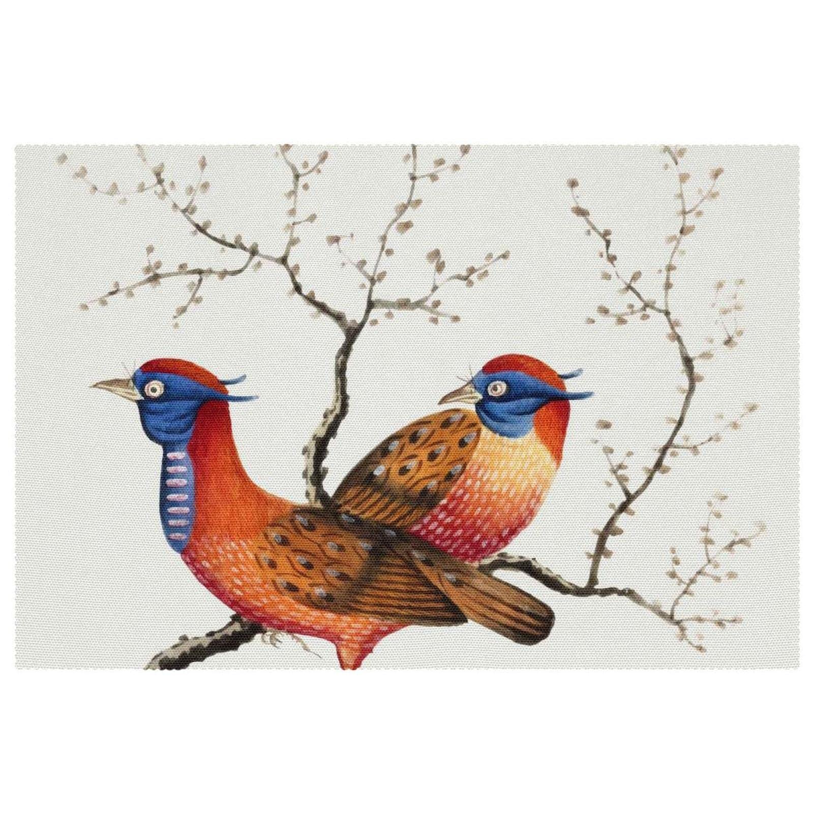 Set de table tissu Oxford motif peinture chinoise et oiseaux chic