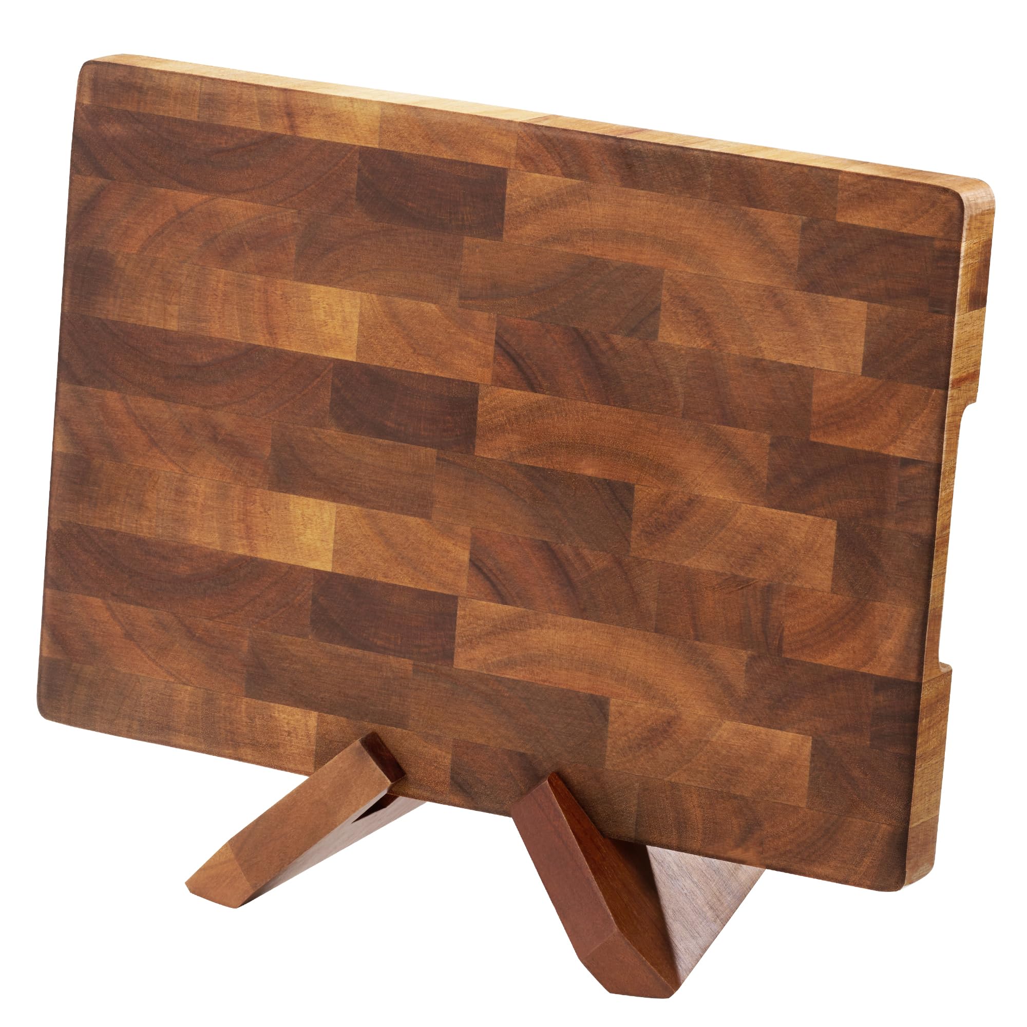COCOBOSS Schneidebrett Holz, Holzschneidebrett,Küchenbrett,aus Akazienholz PREMIUM für Küche,Küchenholzbrett, Rutschfeste Füße (XL)