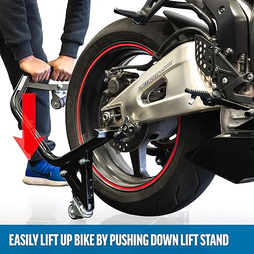 Miniatura 7 de Soportes de elevación para motocicleta con ruedas Dolly, horquilla delantera y accesorios de elevación de carrete trasero, compatibles con Suzuki