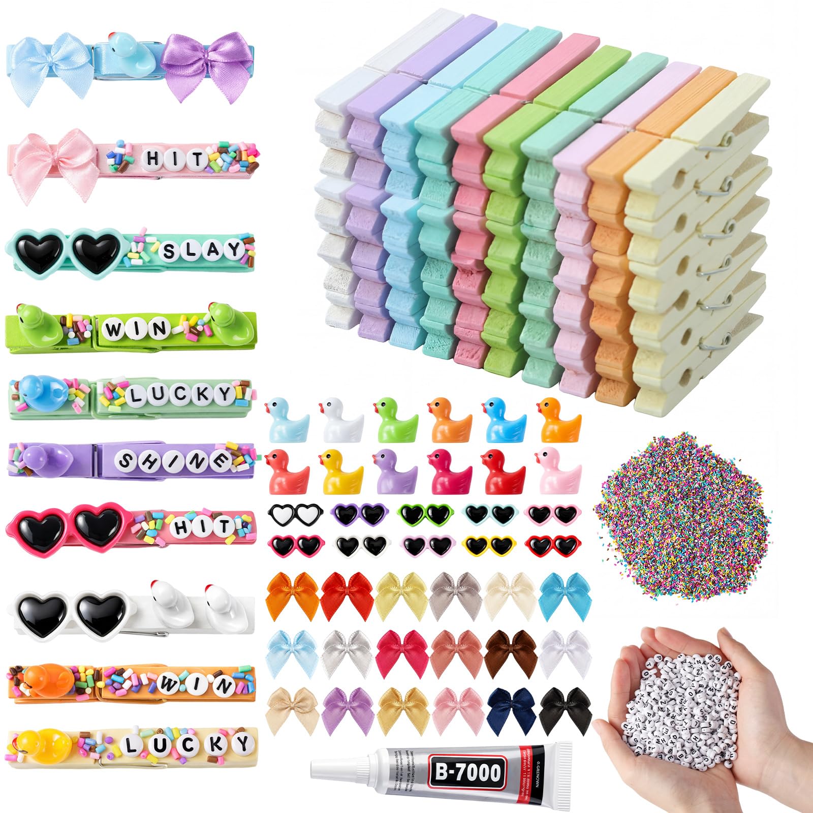 Geelin 80 Pcs Cheer Pins Spirit Clips Kit Macaron Colors, Cute