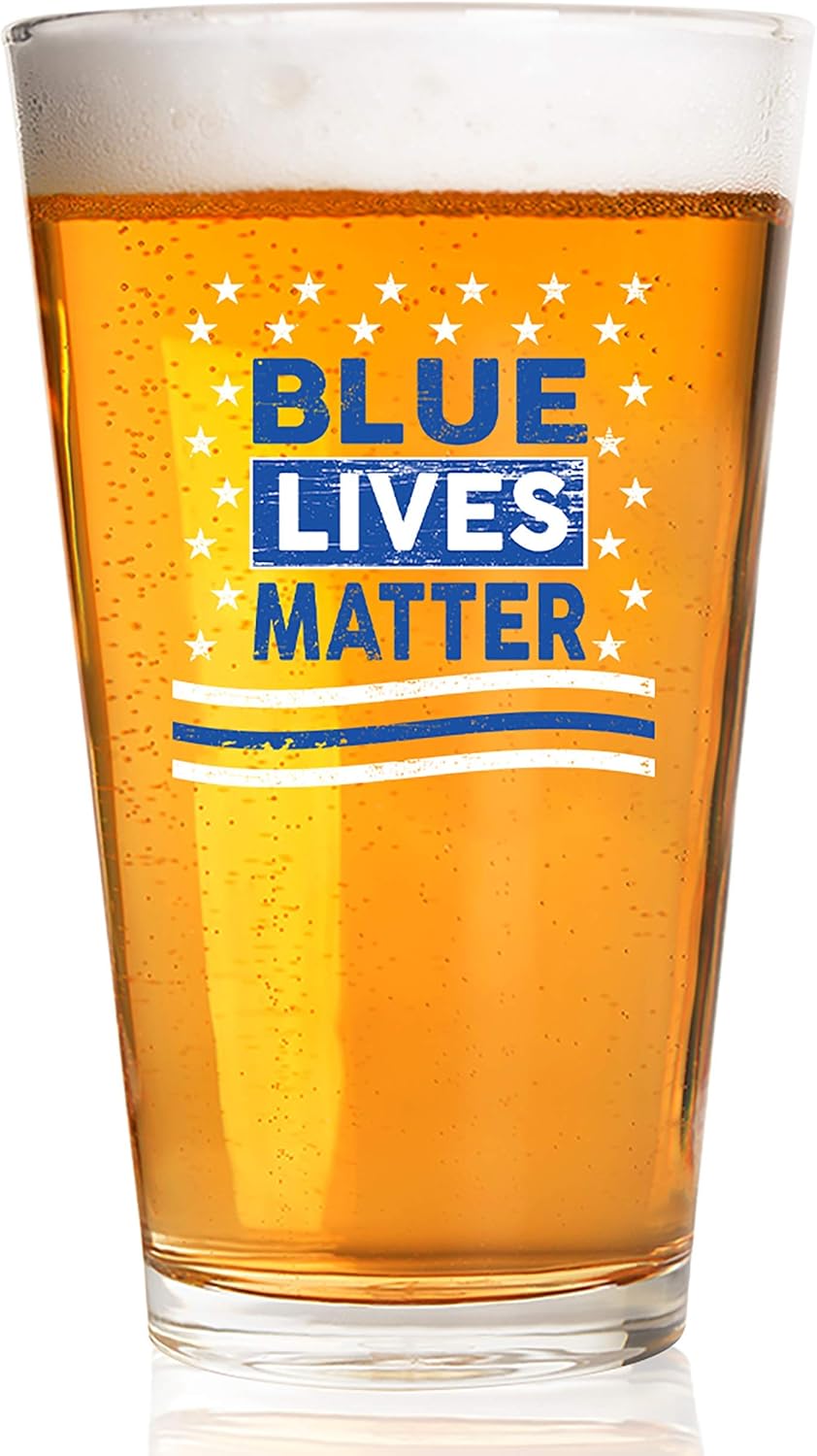 Lucky Shot beer Pint glass Blues Lives Matter Color