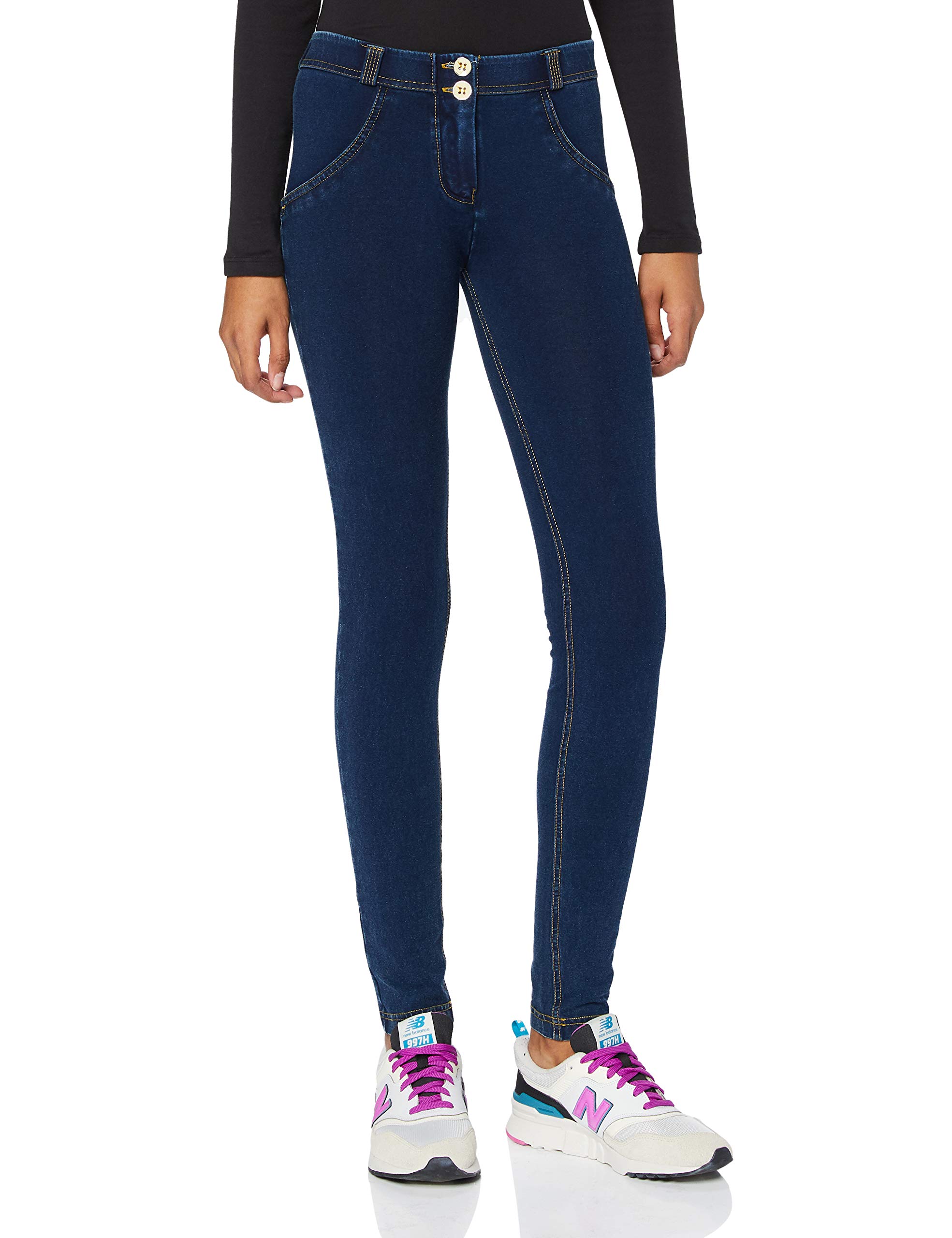 FREDDY WR.UP® Regular-Rise Skinny-fit Trousers in Dark Denim - Dark Jeans-Yellow Seam - Medium