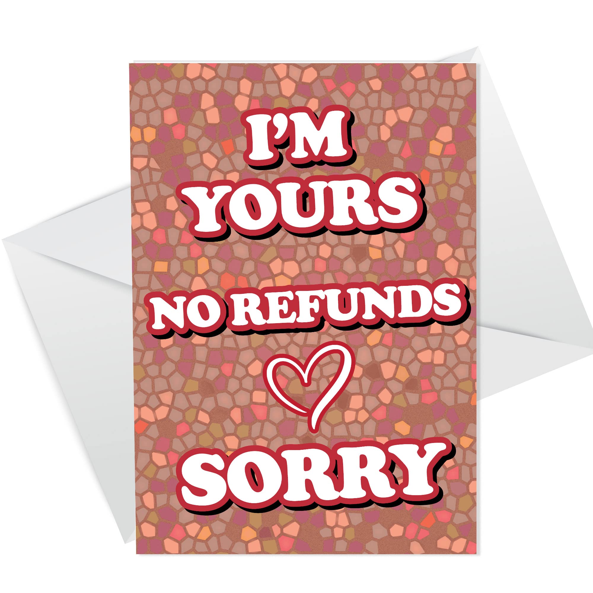 RED OCEAN Im Yours No Refunds Valentines Day Card For Boyfriend Husband Wife Partner Funny Anniversary Card For Him Her