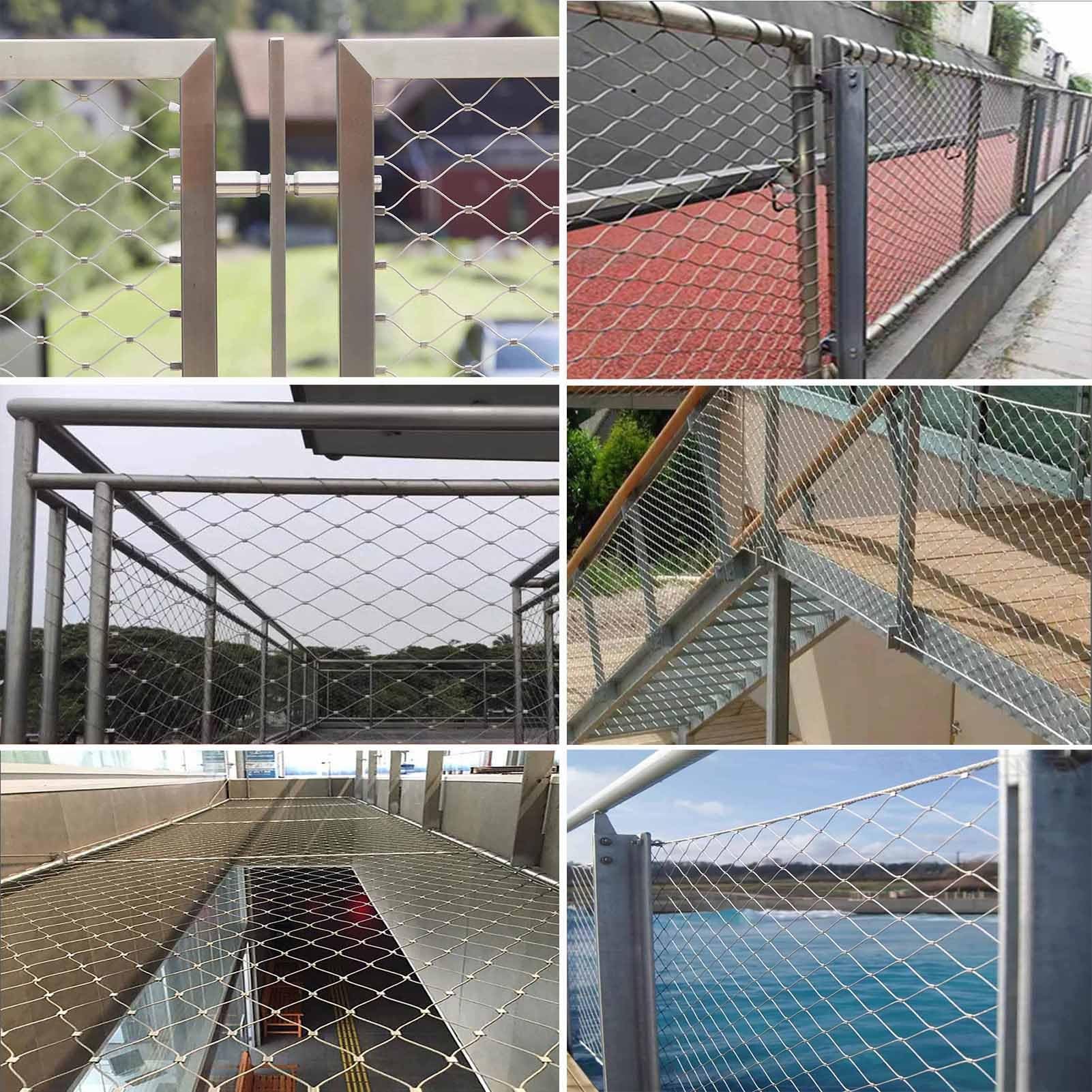 CHENWMZ Rete di Sicurezza in Acciaio Inossidabile 304 per balconi e Piante rampicanti, Recinzione in Rete Metallica da 10 cm/2 mm per Gabbie per Zoo, Scale, Resistente (1,2x20 m)