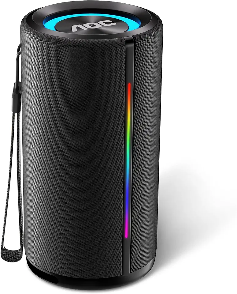 AOC ACS4341 Caixa de Som Portátil, Alto-falante Bluetooth portátil IPX5 à prova d'água, 35W, AI Sound Boost, Emparelhamento Estéreo Aem Fio, Suporte BT/TF/TWS/AUX para Viajar, Acampar