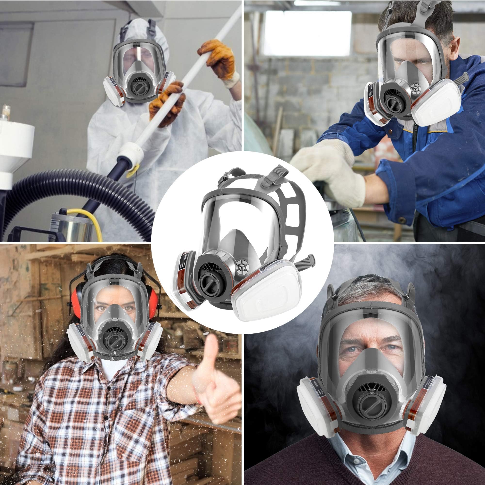 Masque de volume réutilisable avec filtre pour la protection contre les vapeurs et les particules Masque à gaz Masque anti-poussière pour peintures, vernis, travaux de menuiserie