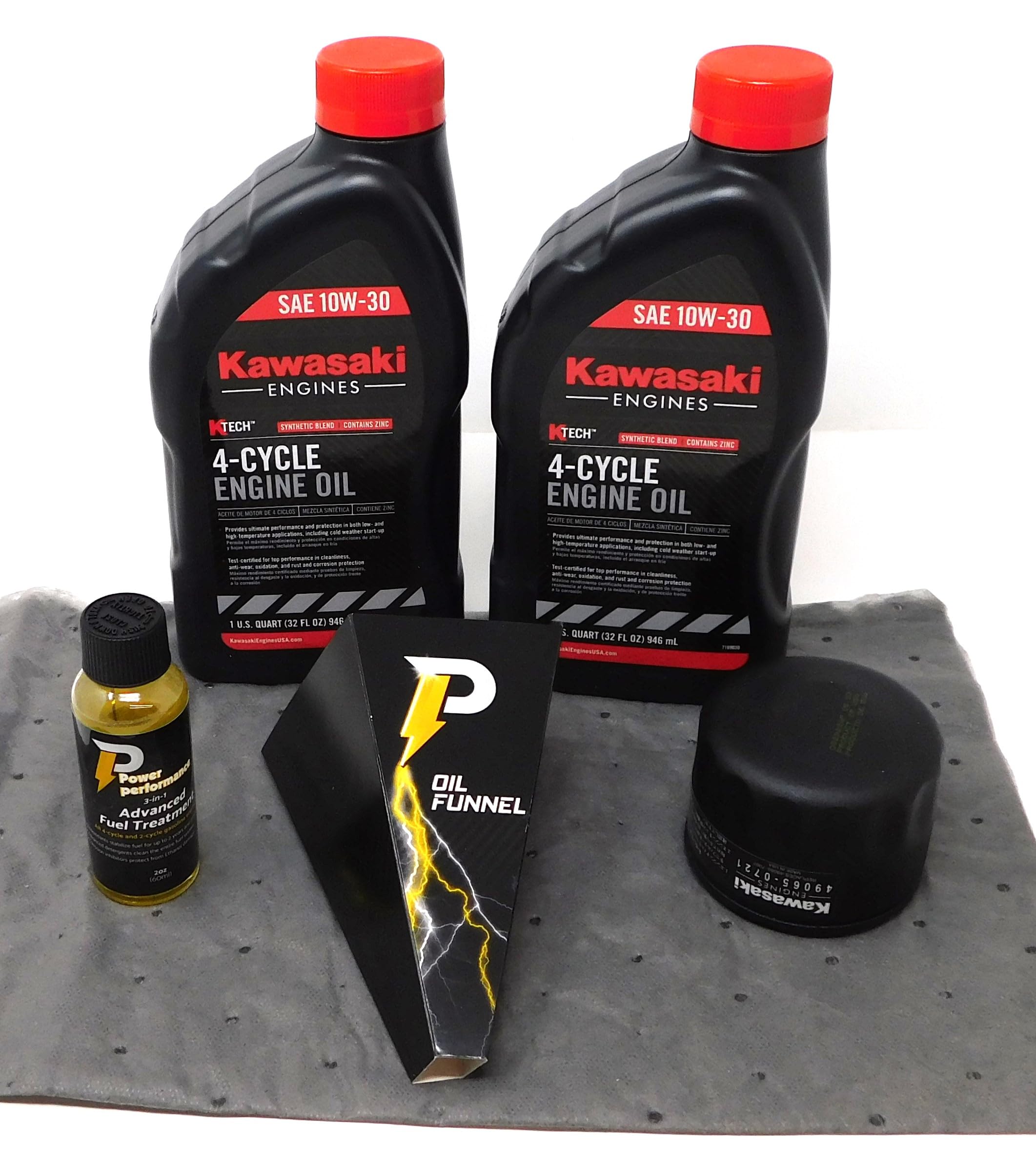 Power Performance 10W-30 Oil Change Kit for Kawasaki 49065-0721 (0736) and Fuel Treatment