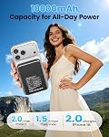 for Magsafe Power Bank 10000mAh,Wireless Portable Charger with led display,Magnetic powerbank Built in USB-C&Lightning Cable 22.5W Fast Charging Battery Pack,5 Outputs&2 Inputs for iPhone Samsung etc.