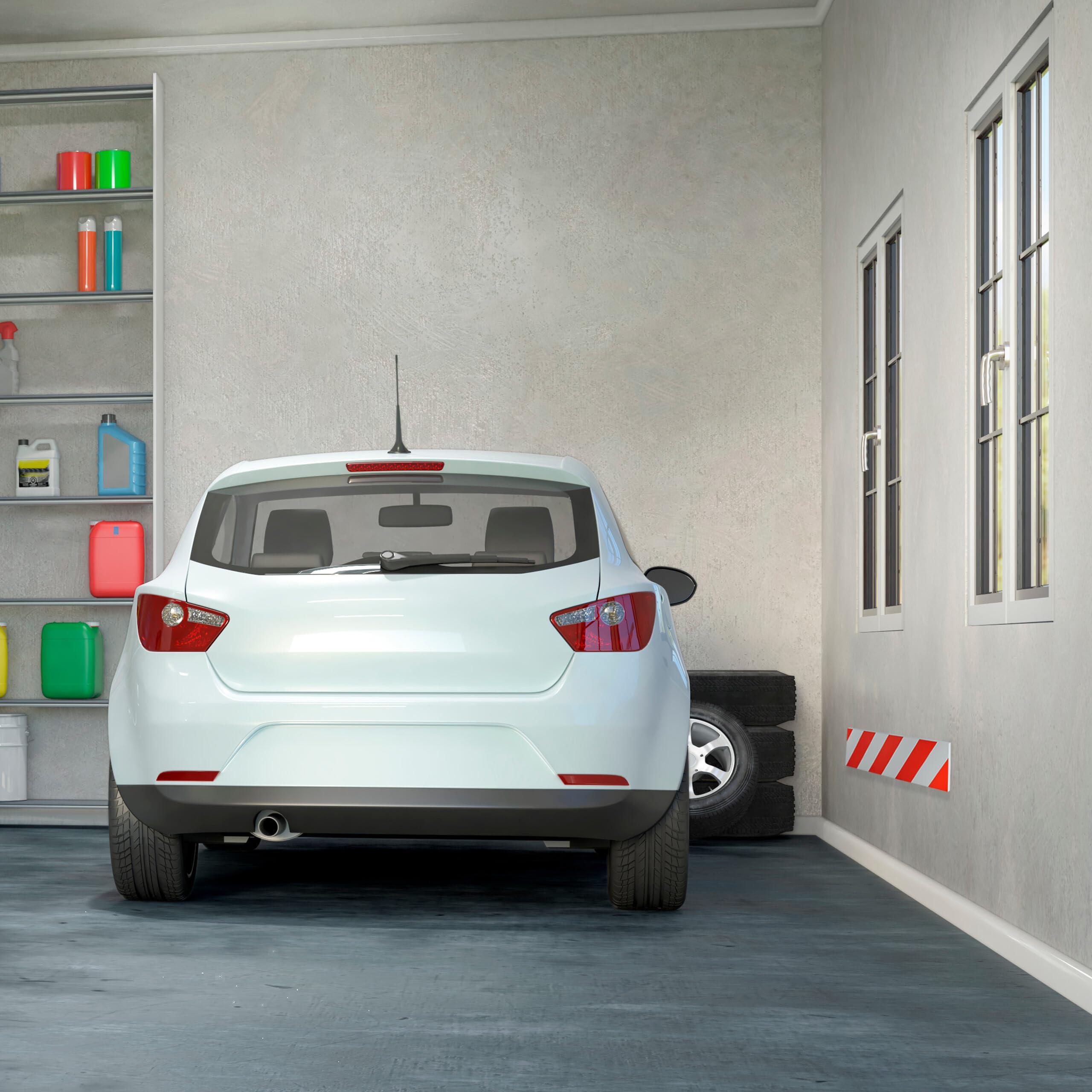 Relaxdays Paracolpi Garage, Set da 4, Protezione Portiere Auto, Adesivo Eva Paraurti da Muro, 10 x 50 cm, Rosso Bianco