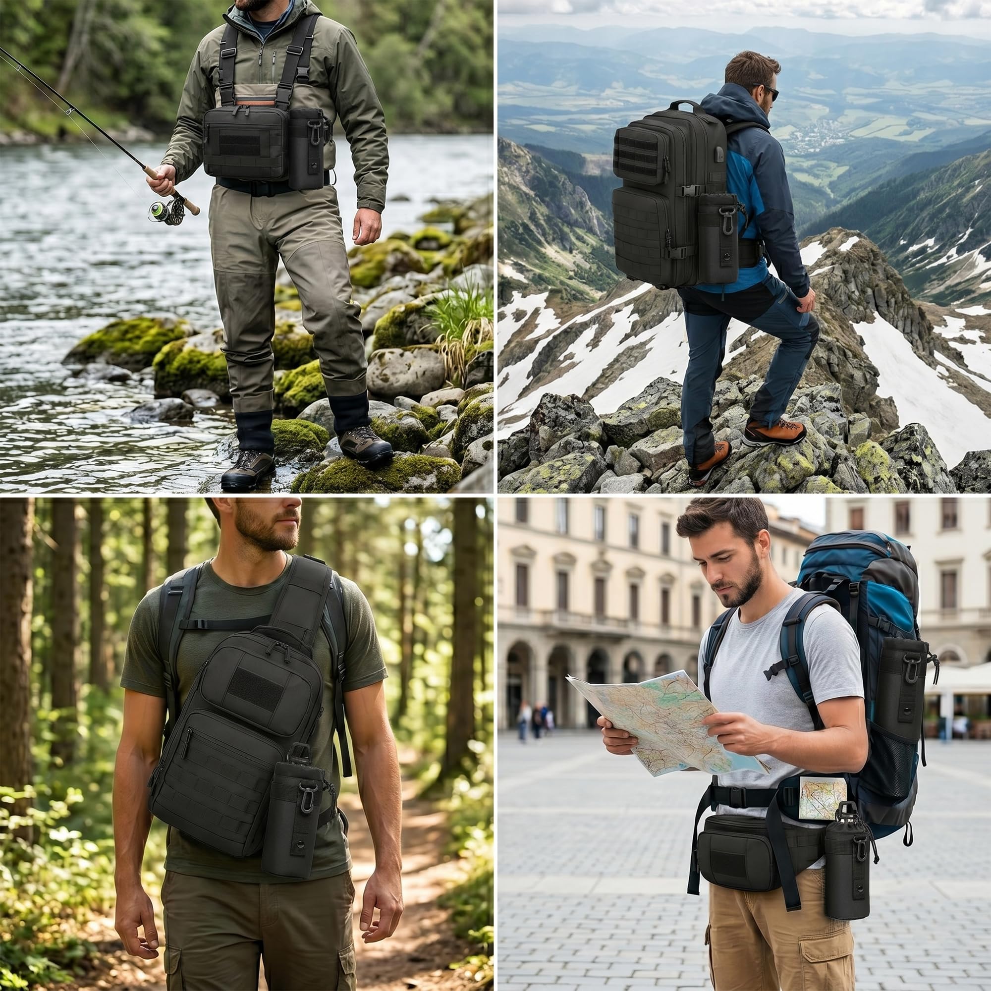 Borsa per Borraccia Molle Tattico Militare Porta Bottiglia 550ml in Nylon 600D Custodia con Tracolla e Coulisse per Sport Outdoor Ciclismo Trekking Campeggio ed Escursionismo
