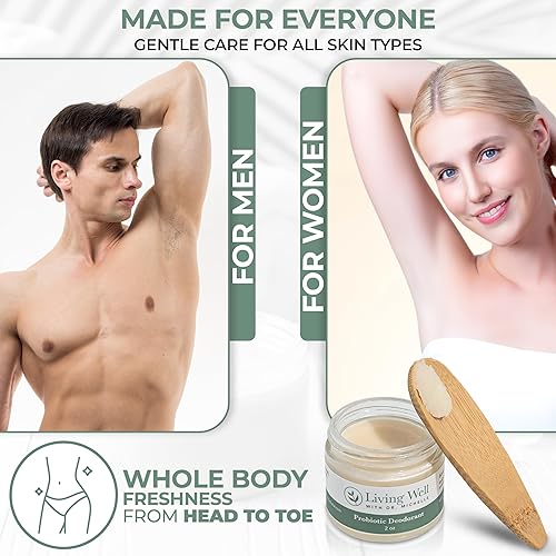 Miniatura 4 de Living Well with Dr. Michelle Desodorante probiótico natural  Sin perfume para hombres y mujeres  Sin aluminio y sin parabenos  Seguro para pieles