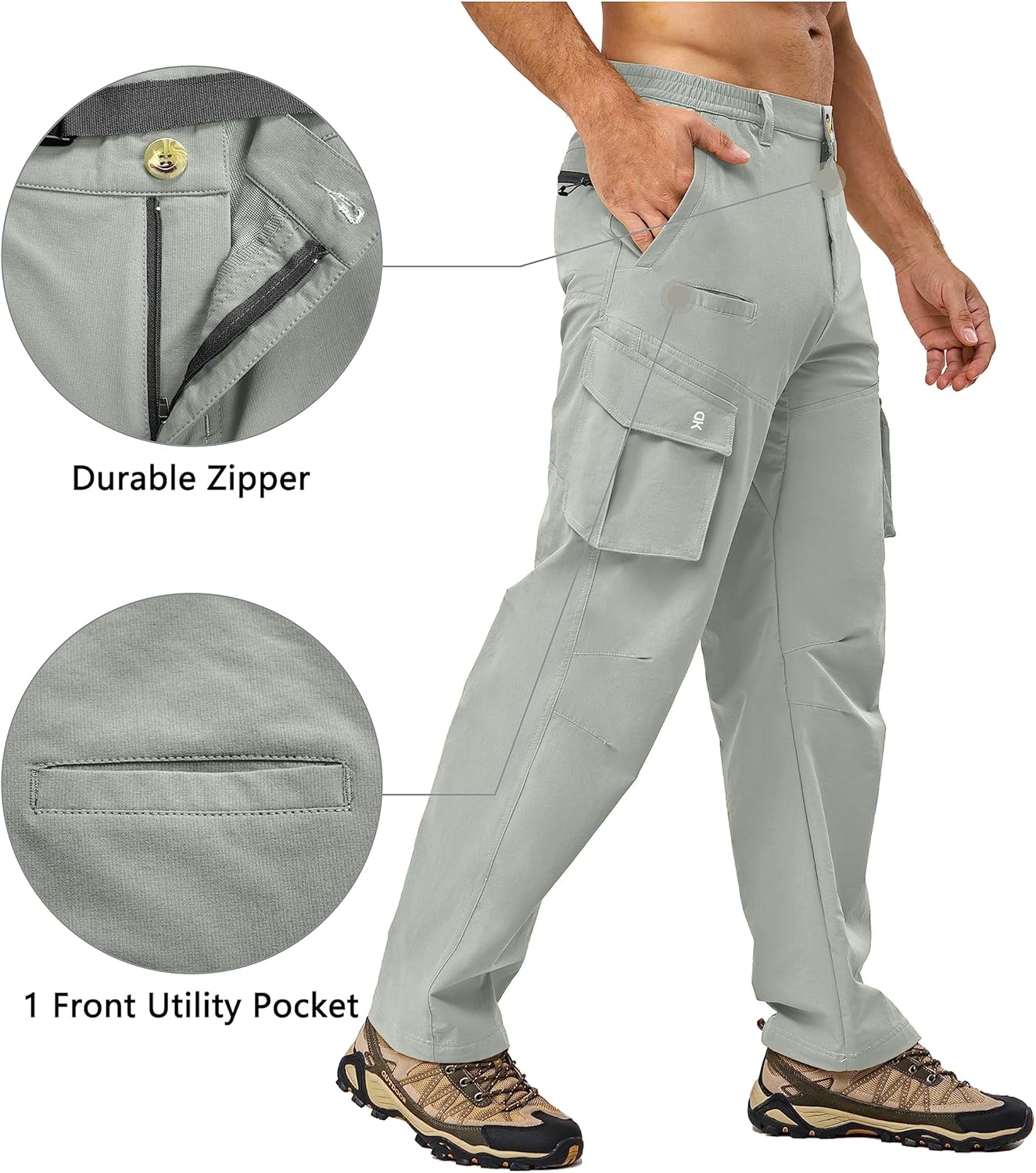 Little Donkey Andy Men's Quick Dry Hiking Pants, Lightweight Travel Pants Harbor Mist S - Image 5